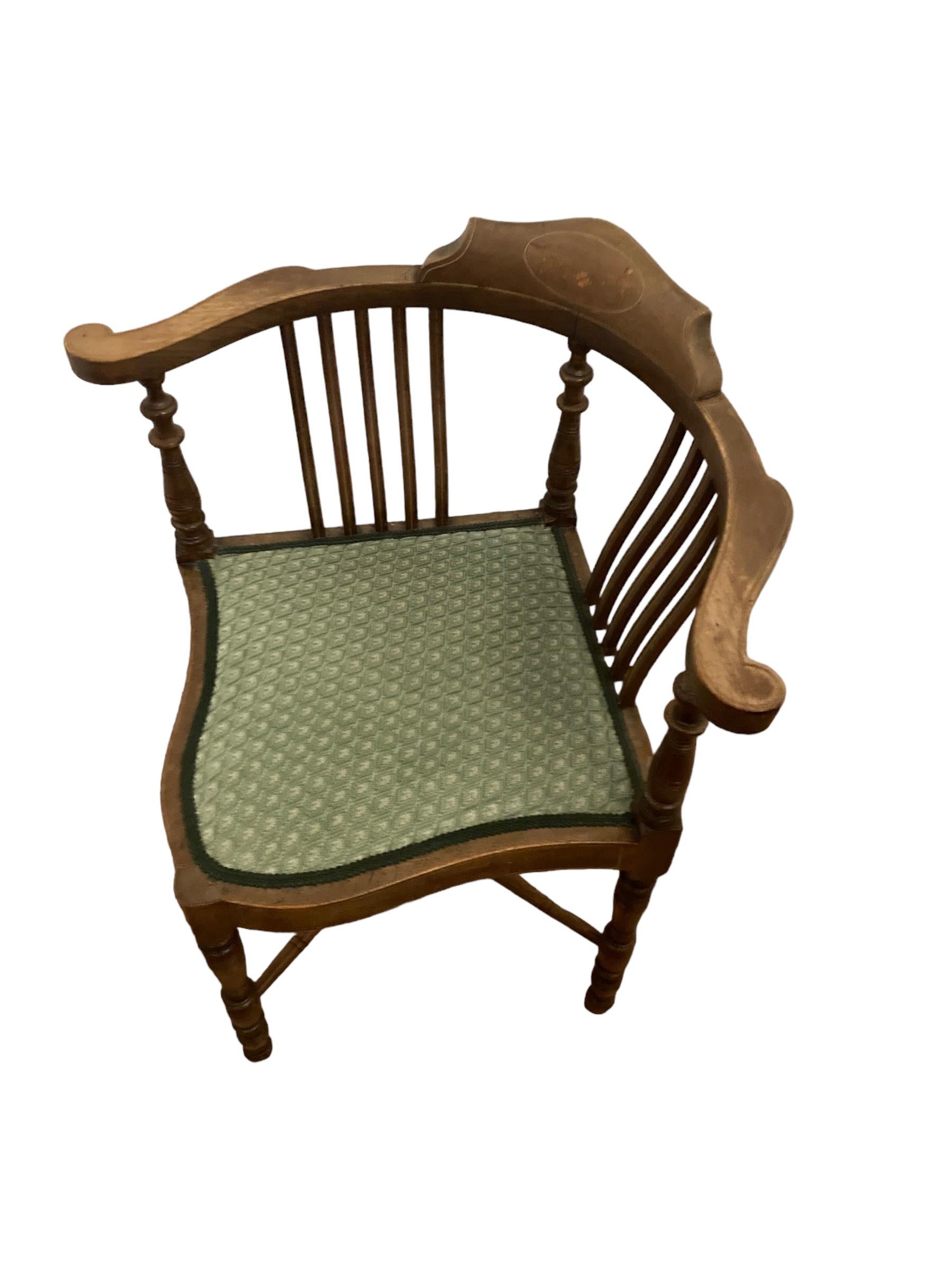 Edwardian Inlaid Mahogany Corner Chair 1
