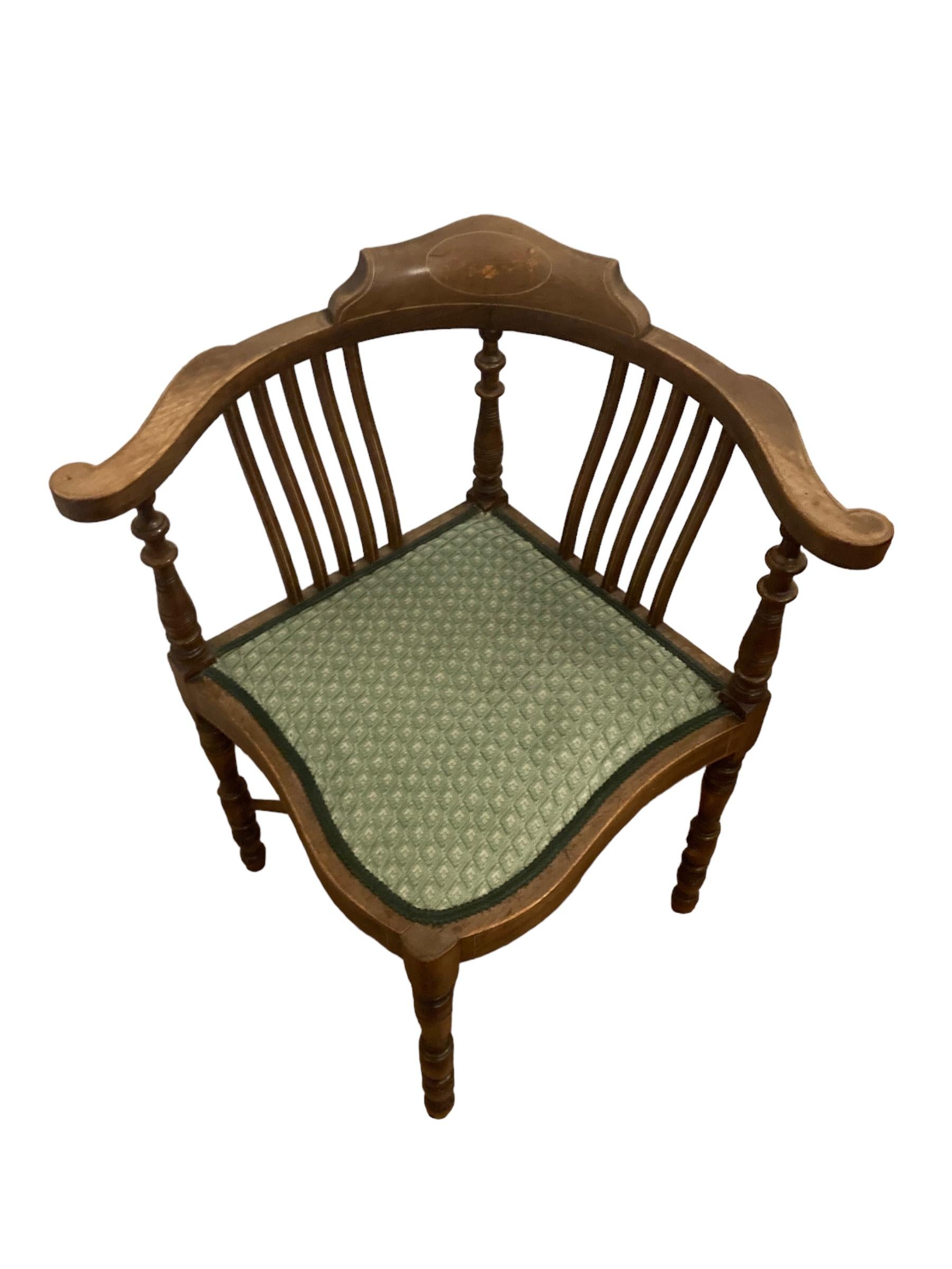Edwardian Inlaid Mahogany Corner Chair 2