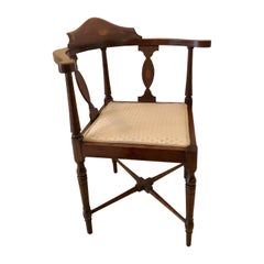 Used Edwardian Inlaid Mahogany Corner Chair