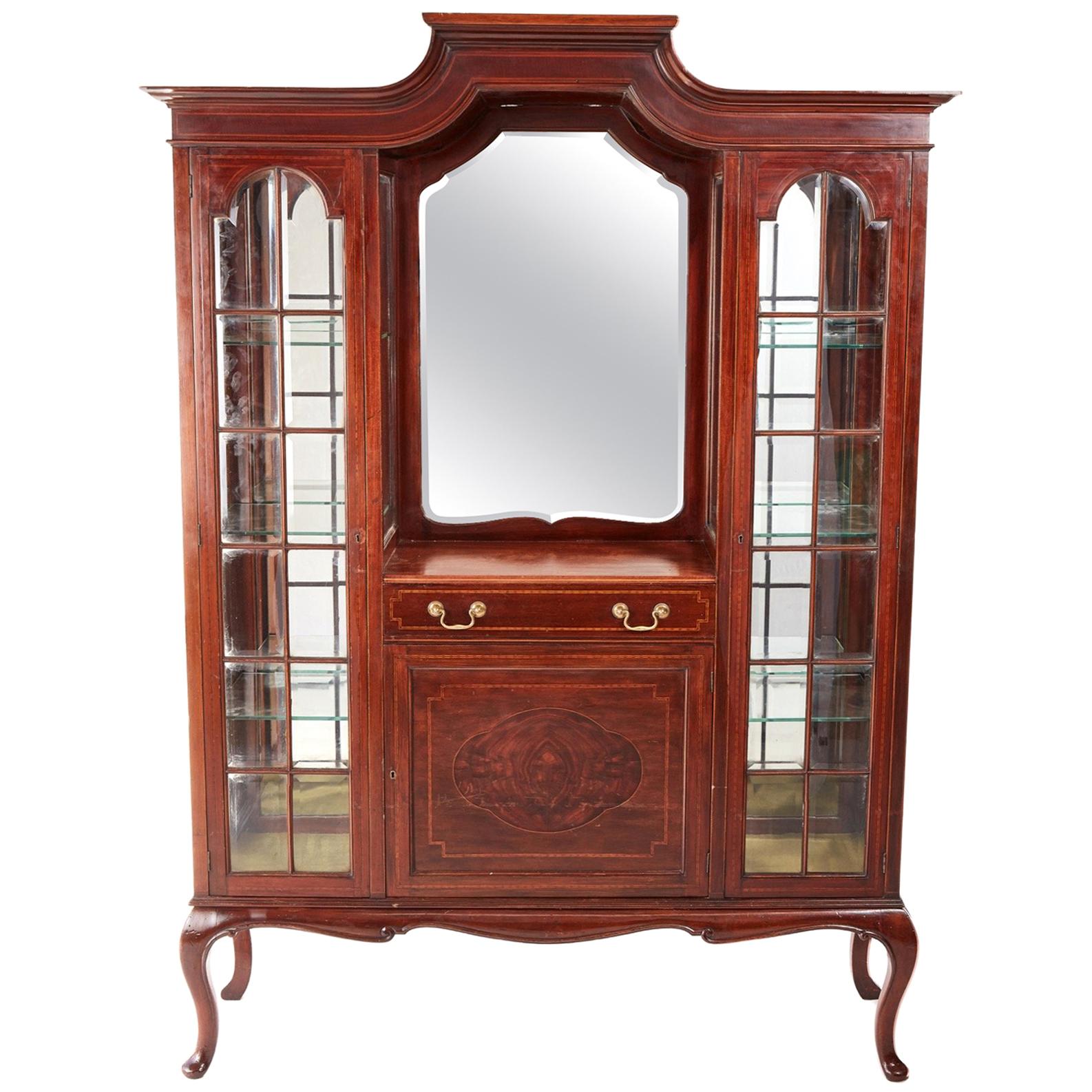 Edwardian Inlaid Mahogany Display Cabinet by Maple & Co For Sale
