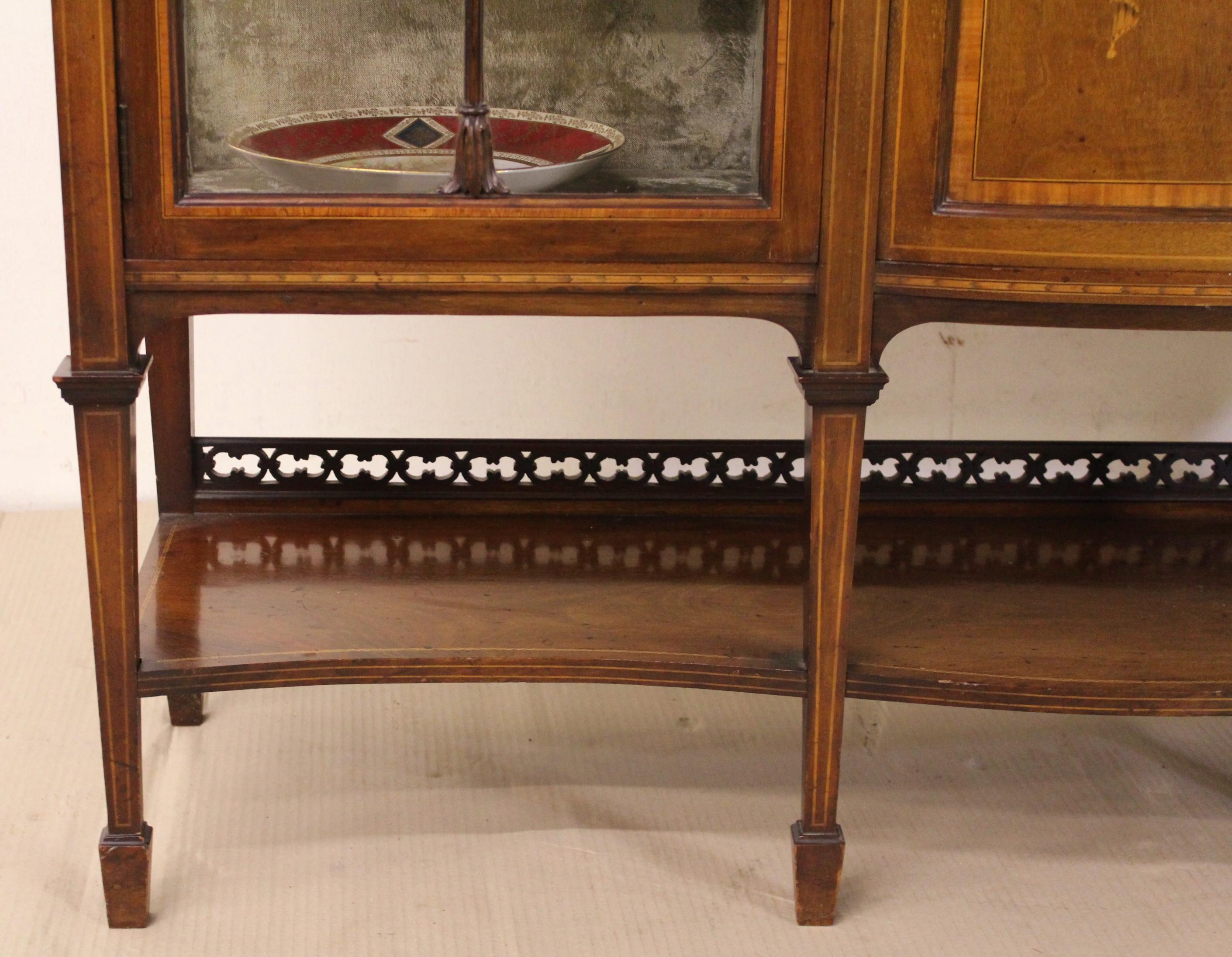 Sheraton Edwardian Inlaid Mahogany Display Cabinet For Sale