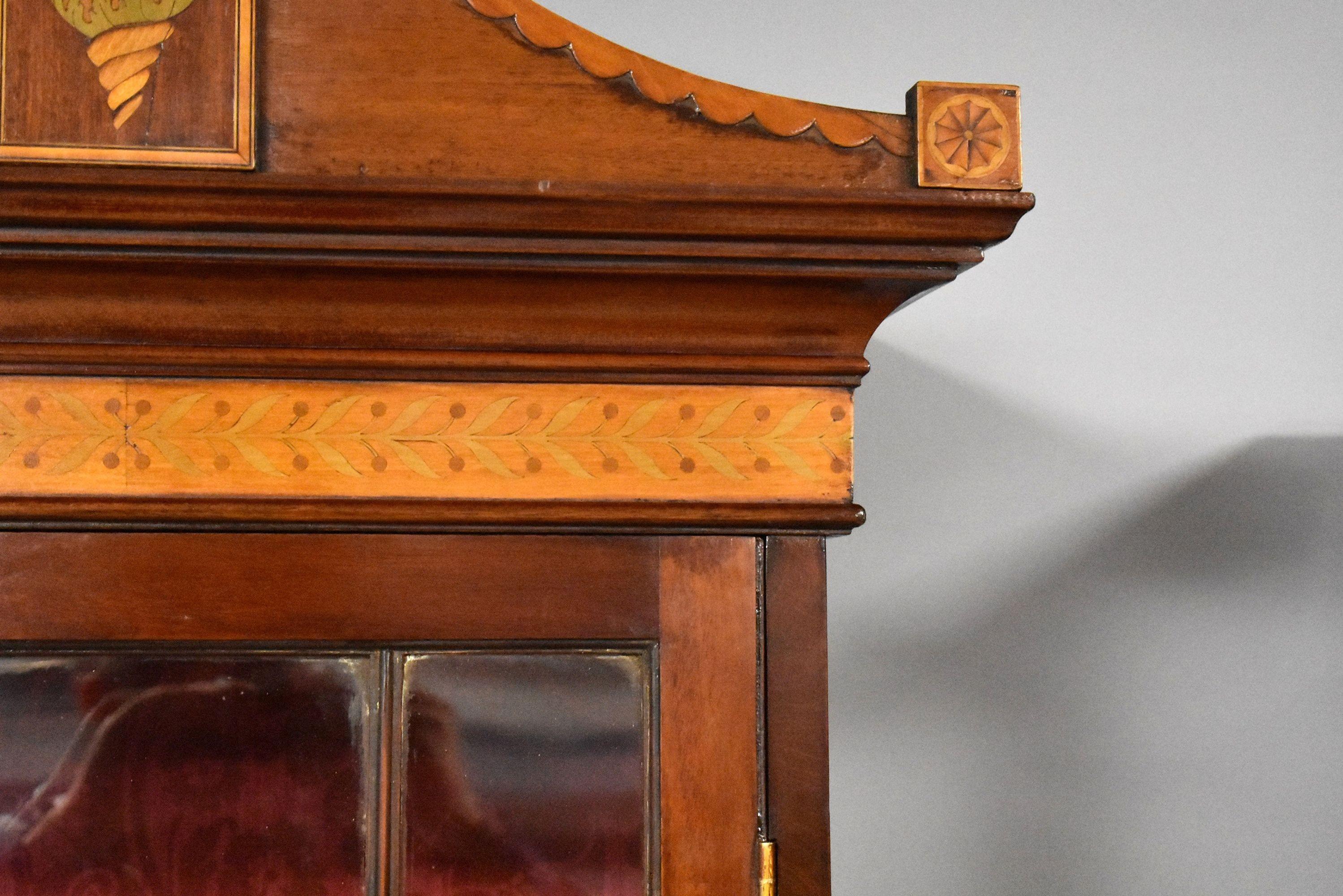 Edwardian Inlaid Mahogany Display Cabinet For Sale 3