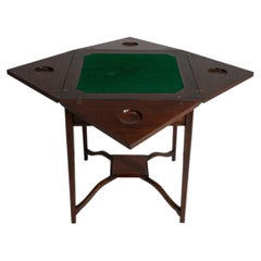 Edwardian Inlaid Mahogany Envelope Card Table, UK, 19th Century
