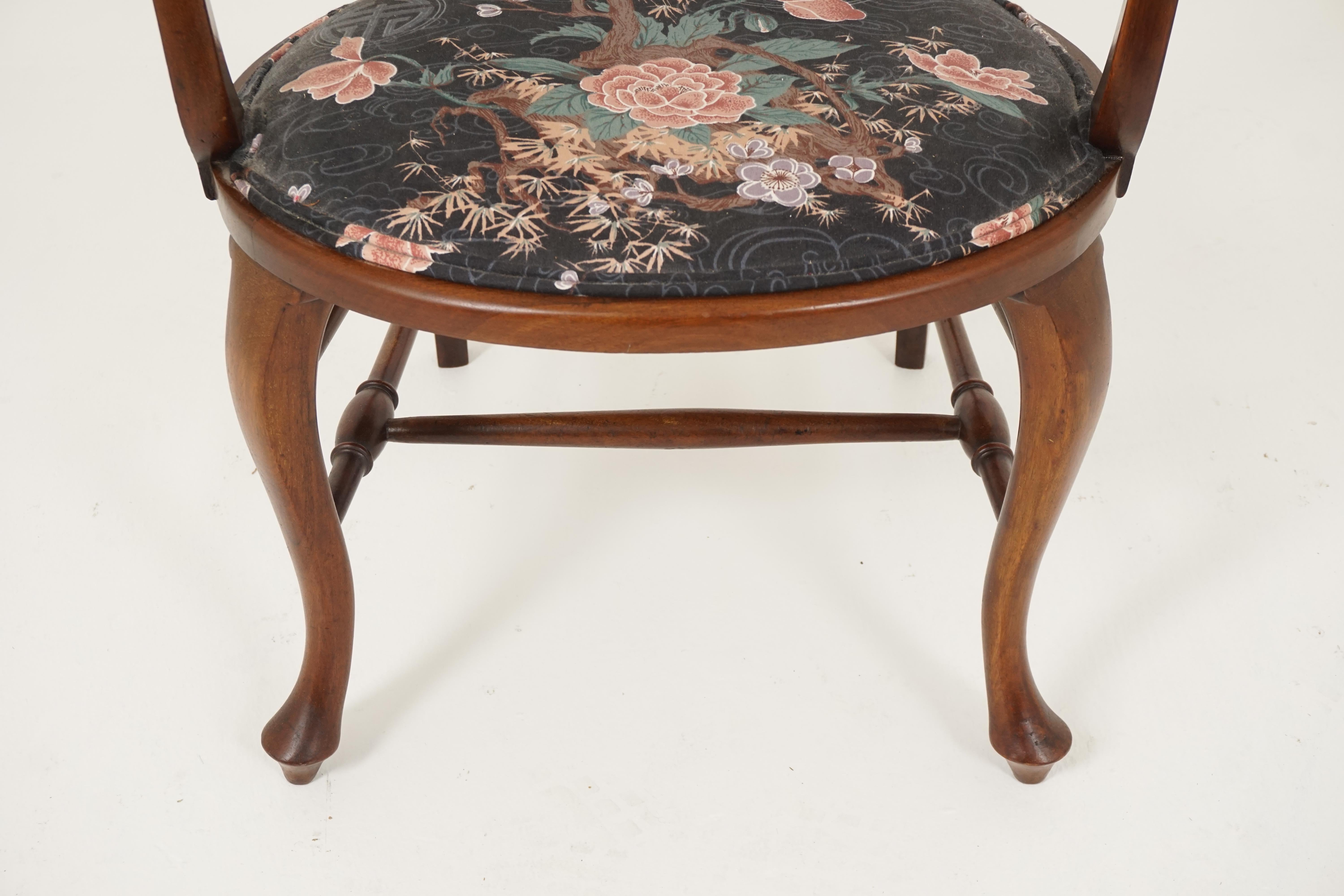 Early 20th Century Edwardian Inlaid Walnut High Back Occasional Arm Chair, Scotland 1910, B2505