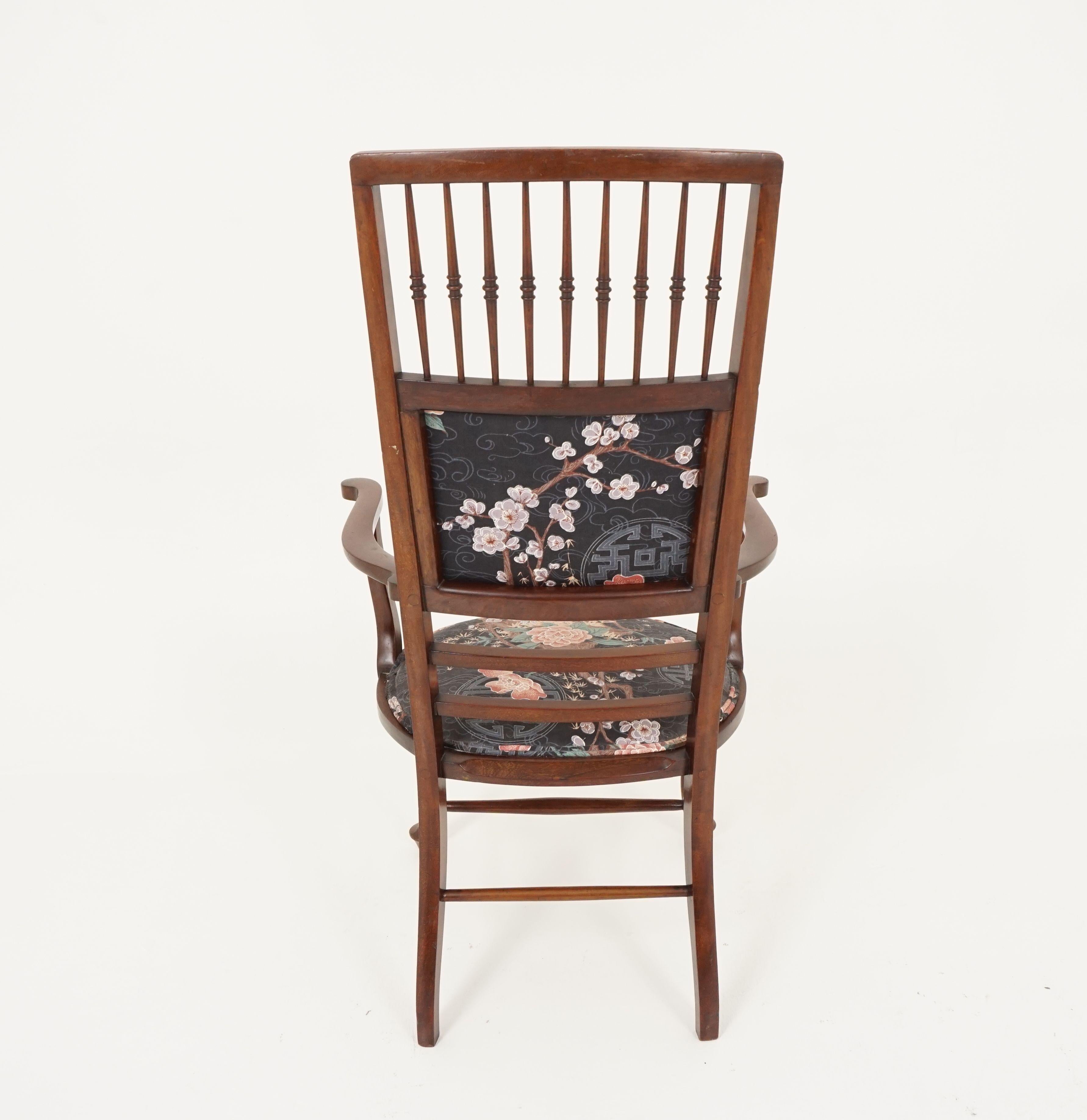Edwardian Inlaid Walnut High Back Occasional Arm Chair, Scotland 1910, B2505 2