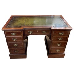 Edwardian Inlaid Mahogany Knee Hole Pedestal Desk