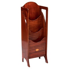 Mahagoni-Magazinständer mit Intarsien aus edwardianischem Holz / Canterbury