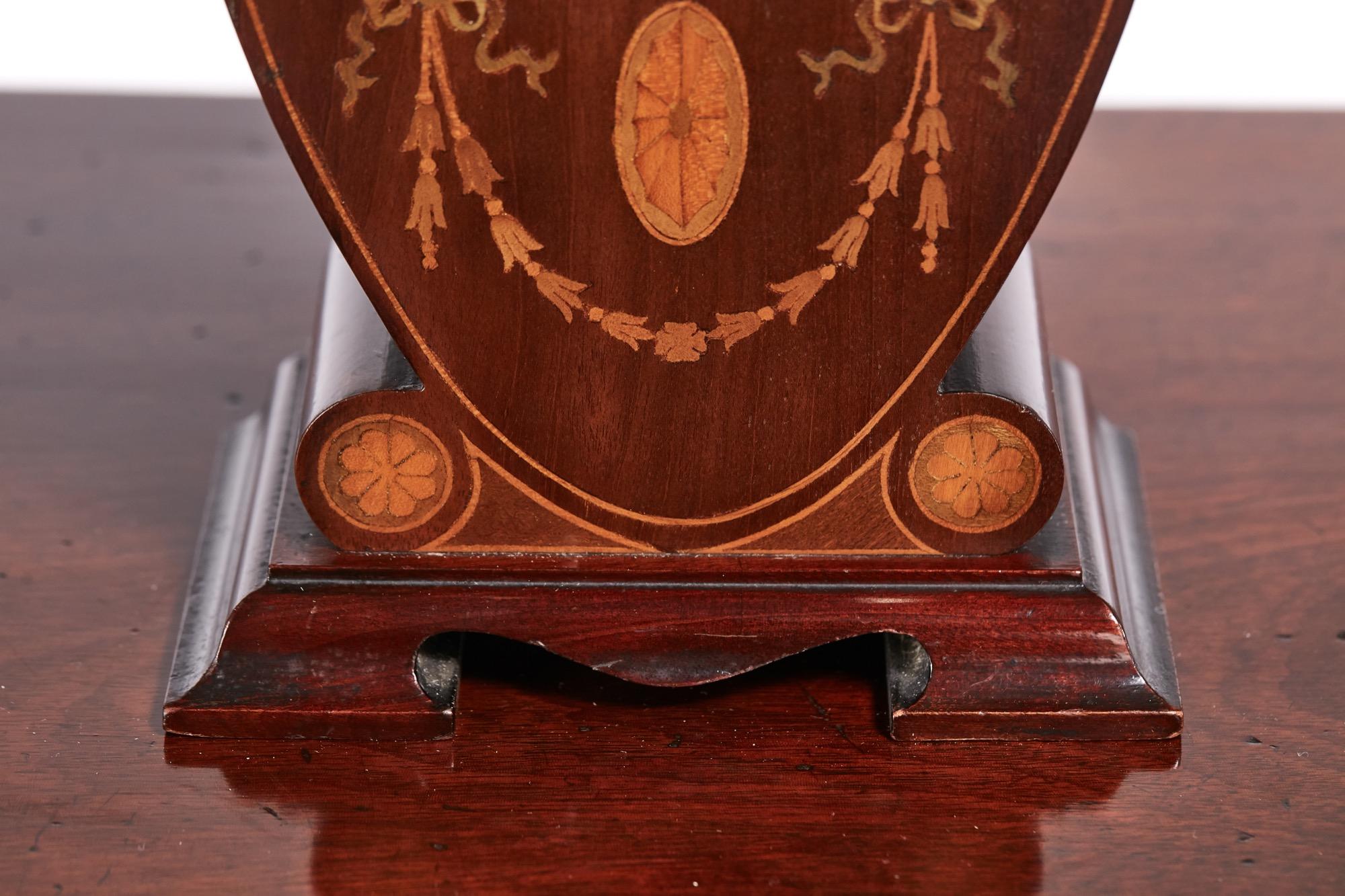 Edwardian inlaid mahogany mantel clock.

£695

Edwardian inlaid mahogany mantel clock with a lovely unusual shaped inlaid case and white enamel dial with eight day movement. In working older with original key.

A very attractive example.