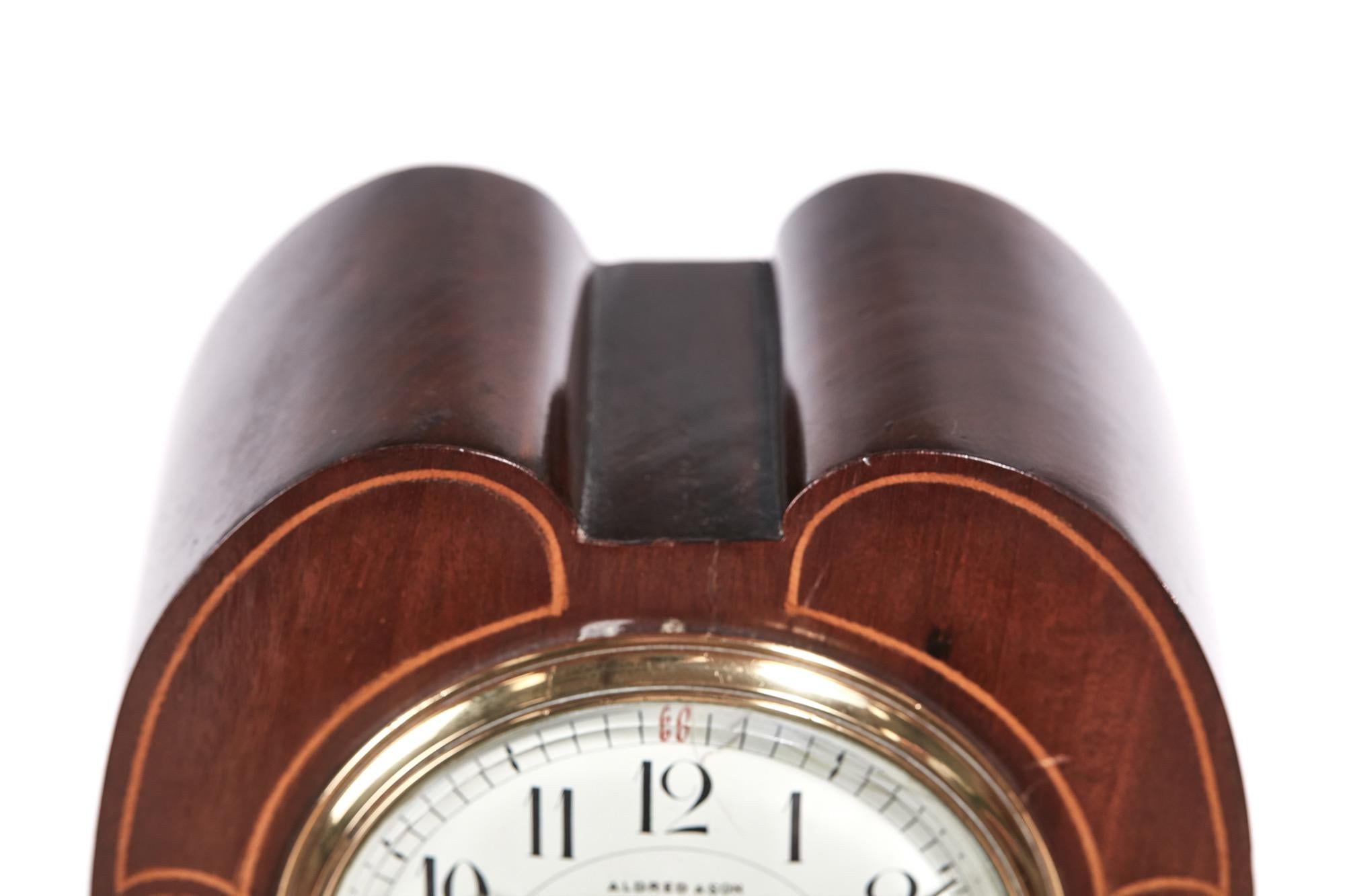 English Edwardian Inlaid Mahogany Mantel Clock