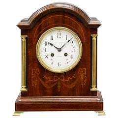 Edwardian Inlaid Mahogany Mantel Clock Signed Boodle and Dunthorne, Liverpool