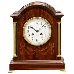 Antique Edwardian Inlaid Mahogany Mantel Clock Signed Boodle and Dunthorne, Liverpool