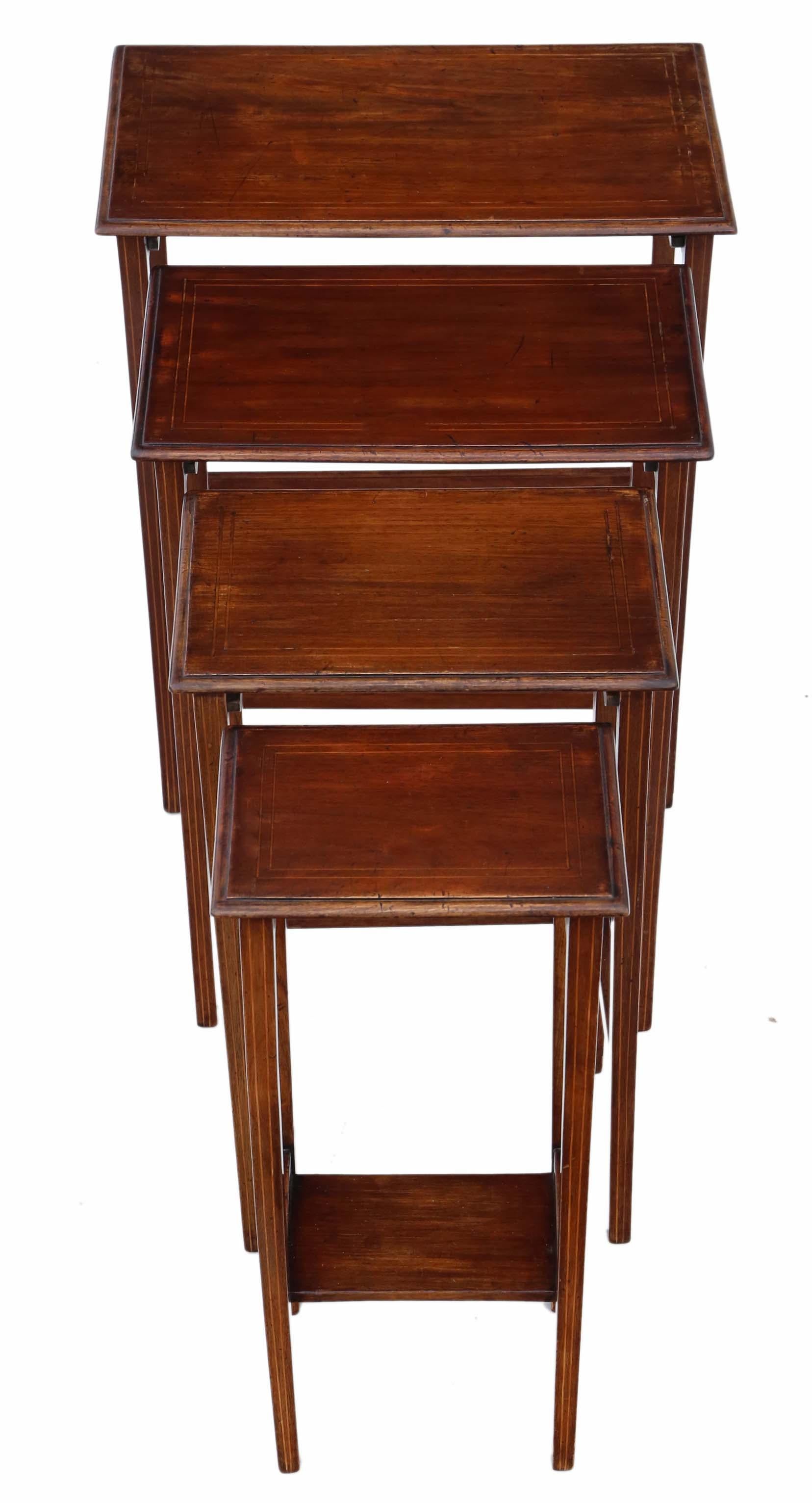 Early 20th Century Edwardian Inlaid Mahogany Nest of 4 Side Tables