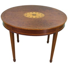 Antique Edwardian Inlaid Mahogany Oval Occasional Table