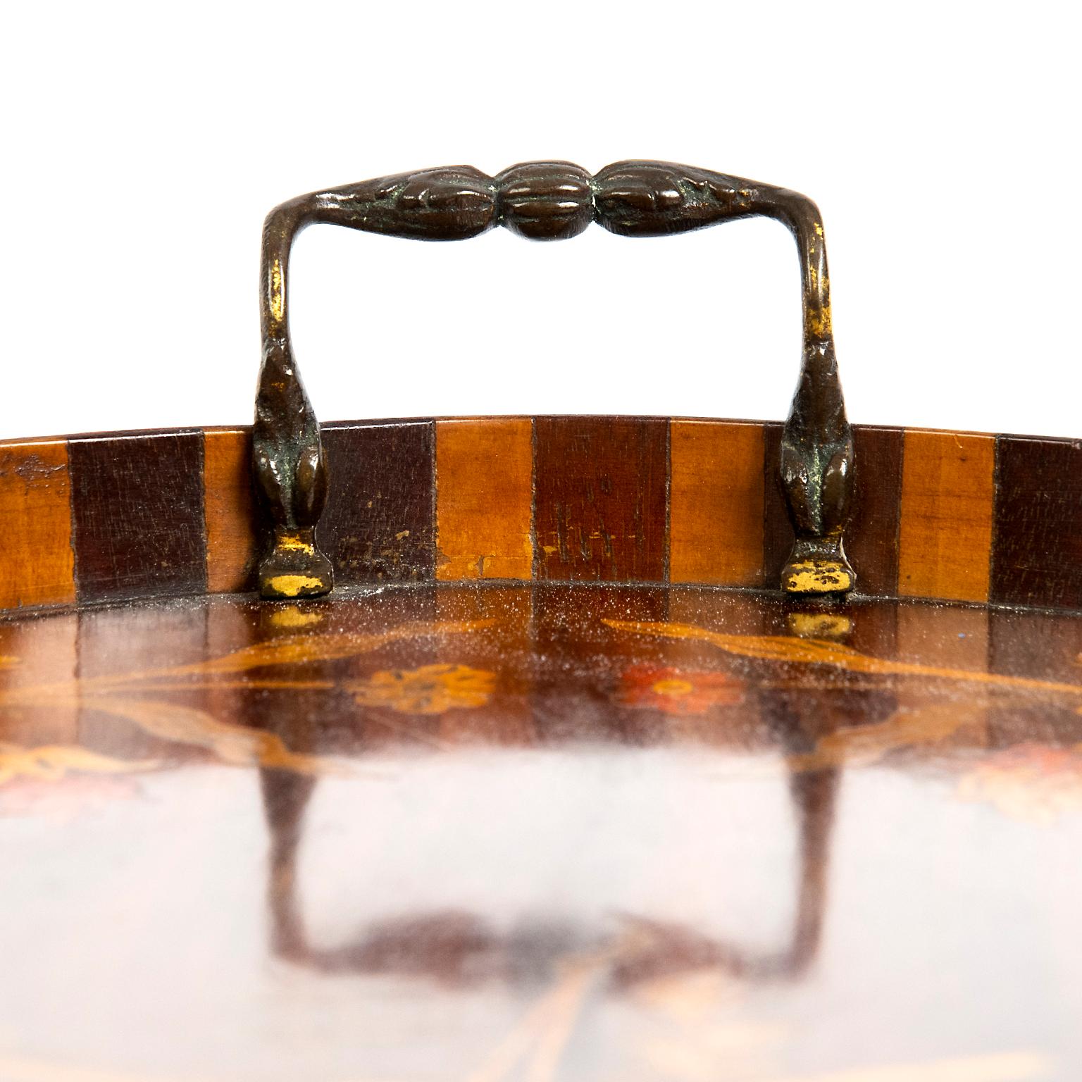 Edwardian Inlaid Mahogany Oval Tray, England 1