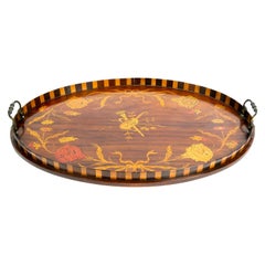 Edwardian Inlaid Mahogany Oval Tray, England