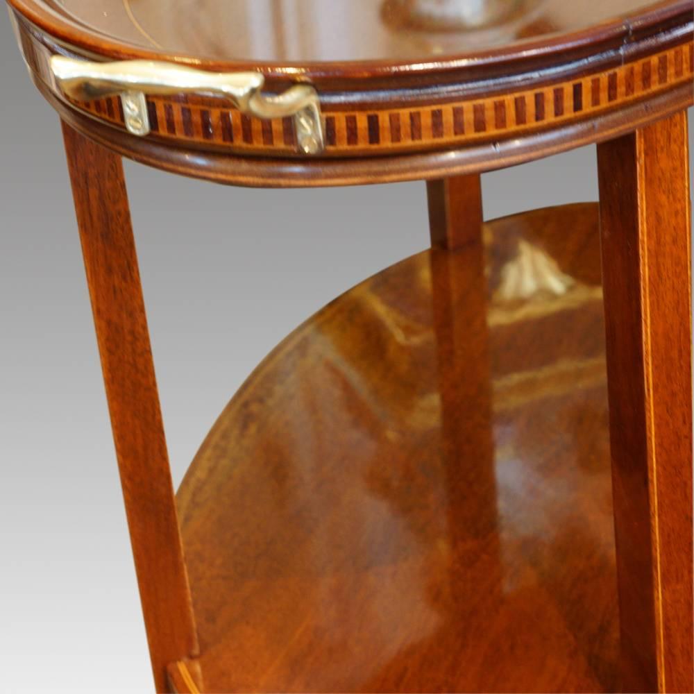 Edwardian Inlaid Mahogany Oval Tray Table 1