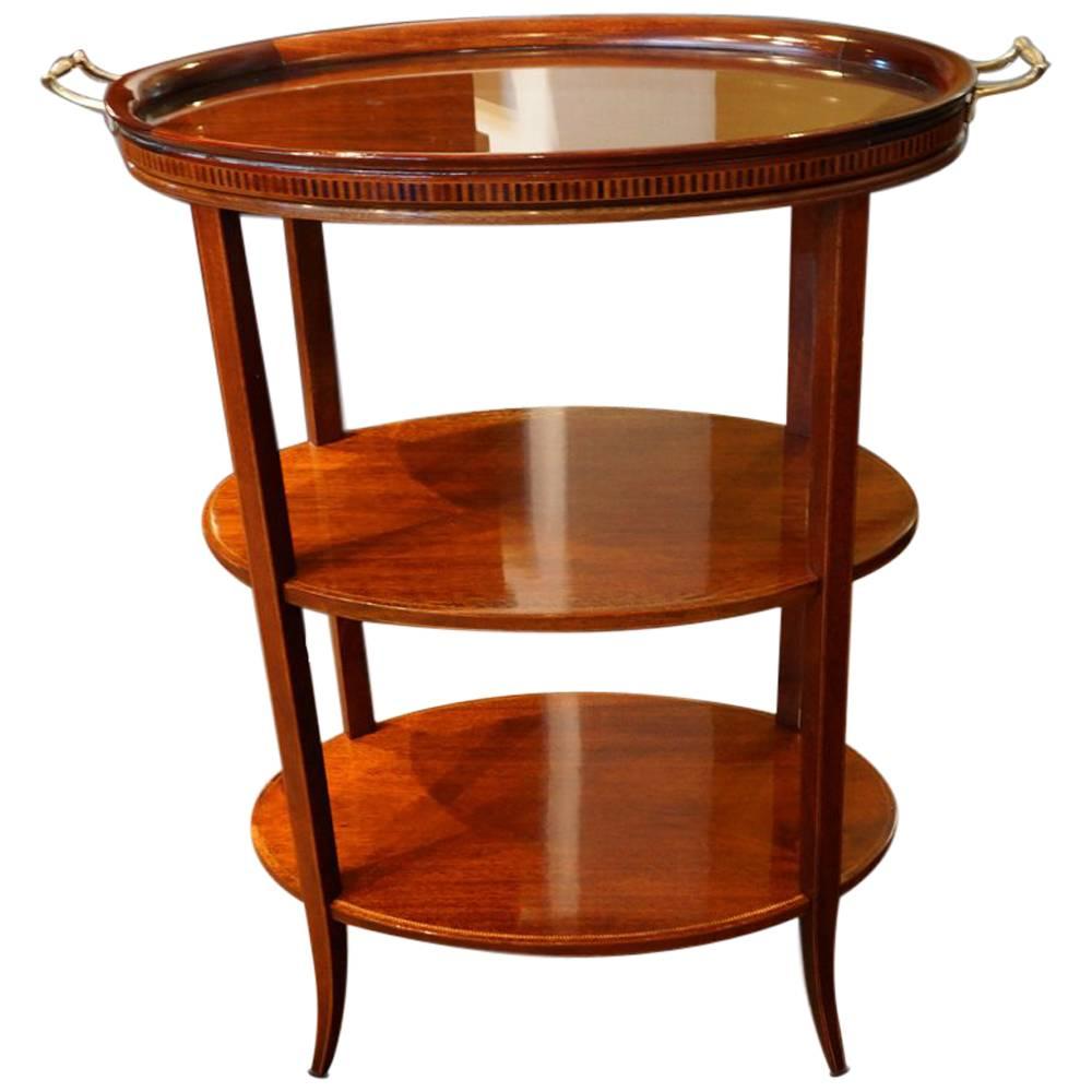 Edwardian Inlaid Mahogany Oval Tray Table