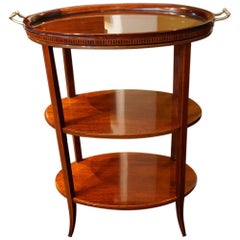 Antique Edwardian Inlaid Mahogany Oval Tray Table