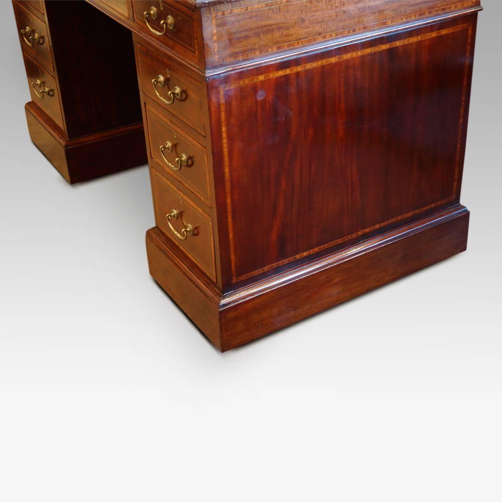 Edwardian Inlaid Mahogany Pedestal Desk 6