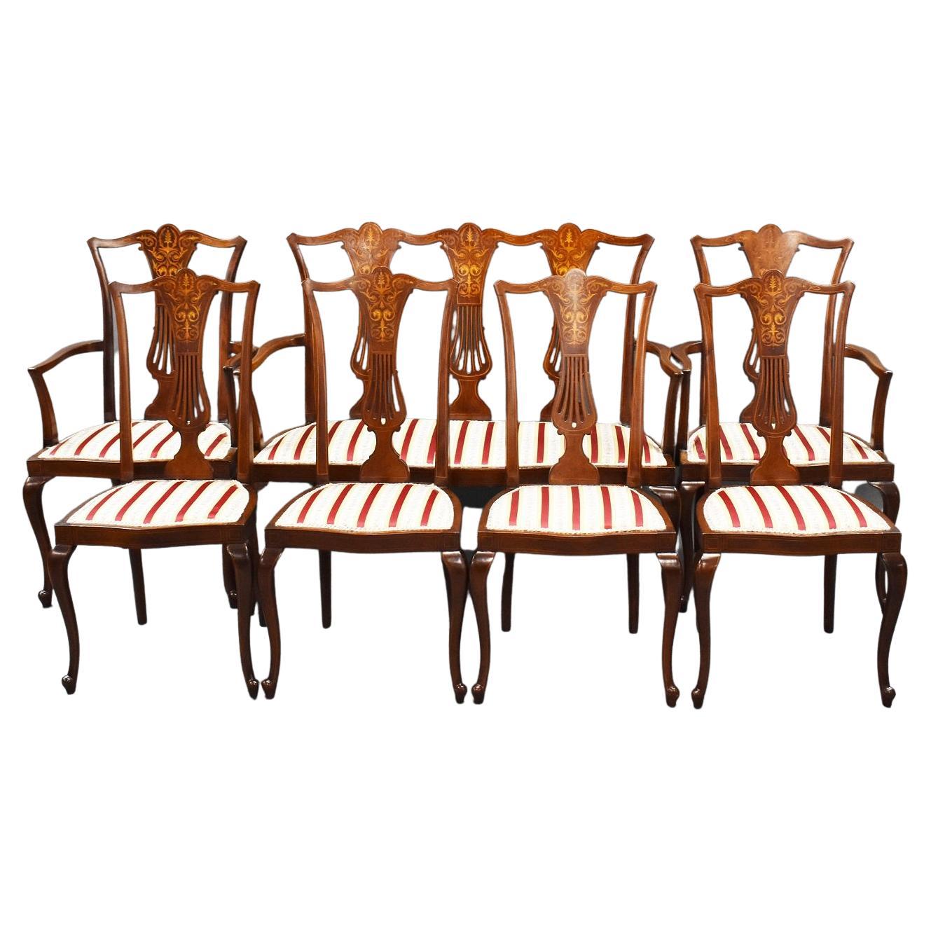 Edwardian Inlaid Mahogany Seven Piece Salon Suite