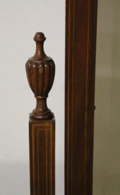 Edwardian Inlaid Mahogany Shield Shaped Cheval Dressing Mirror
