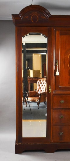 Edwardian Inlaid Mahogany Triple Wardrobe