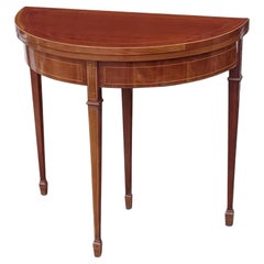 Mesa de cartas eduardiana de caoba con marquetería