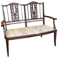 Edwardian Inlaid Mahogany Two-Seat Sofa Edwardian Inlaid Mahogany Two-Seat Sofa