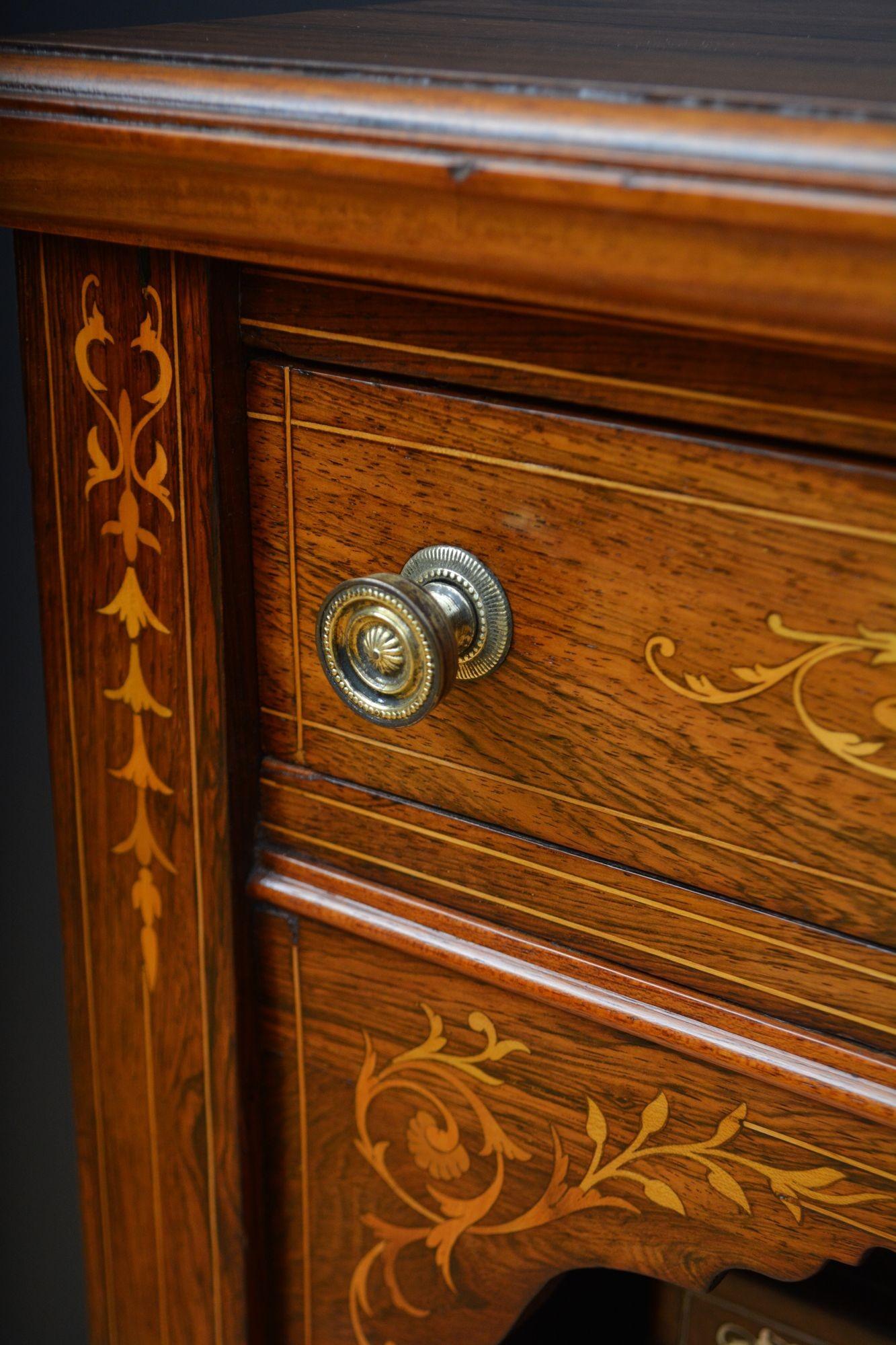 Edwardian Inlaid Open Bookcase in Rosewood For Sale 6