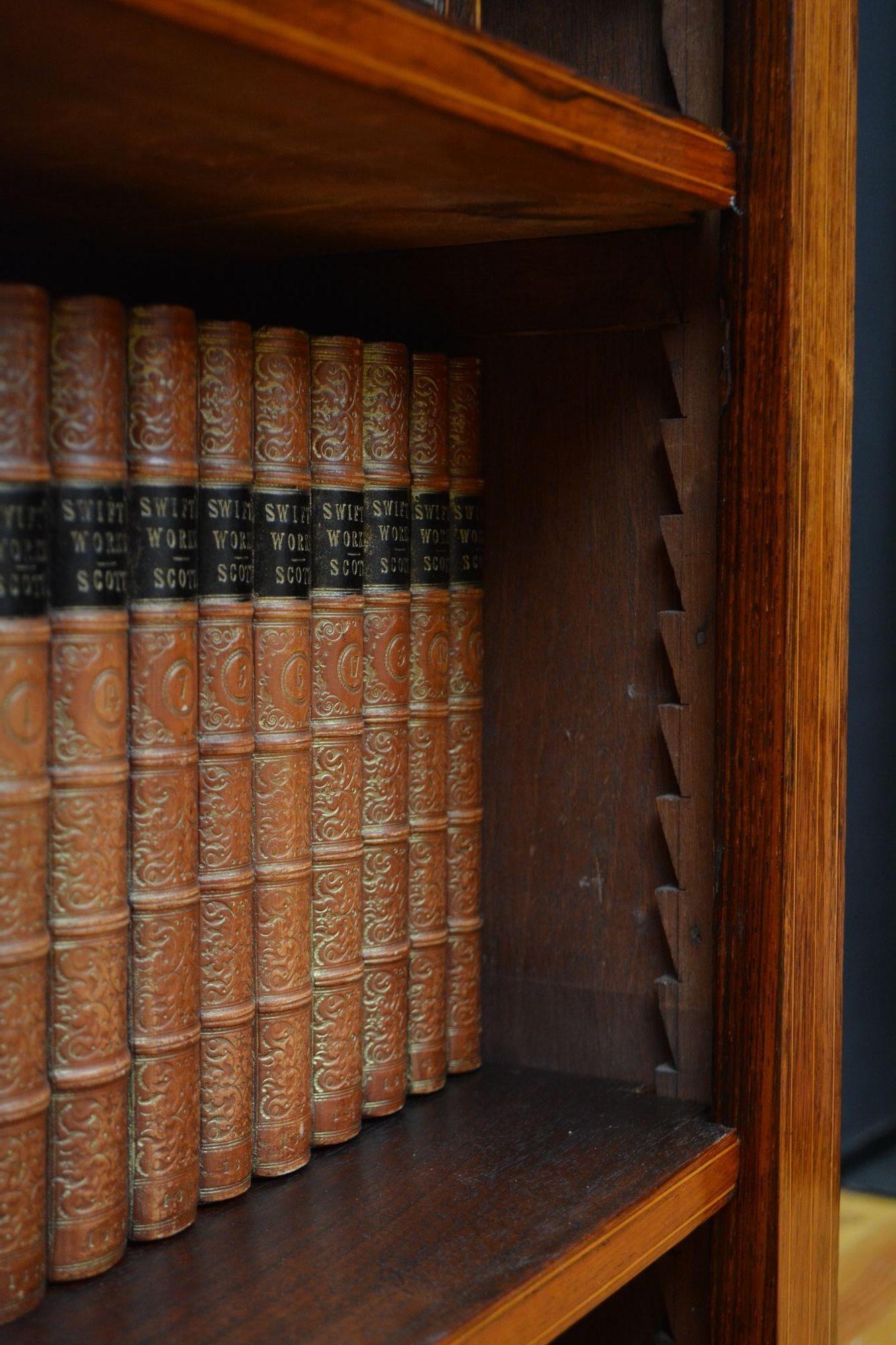Edwardian Inlaid Open Bookcase in Rosewood For Sale 9