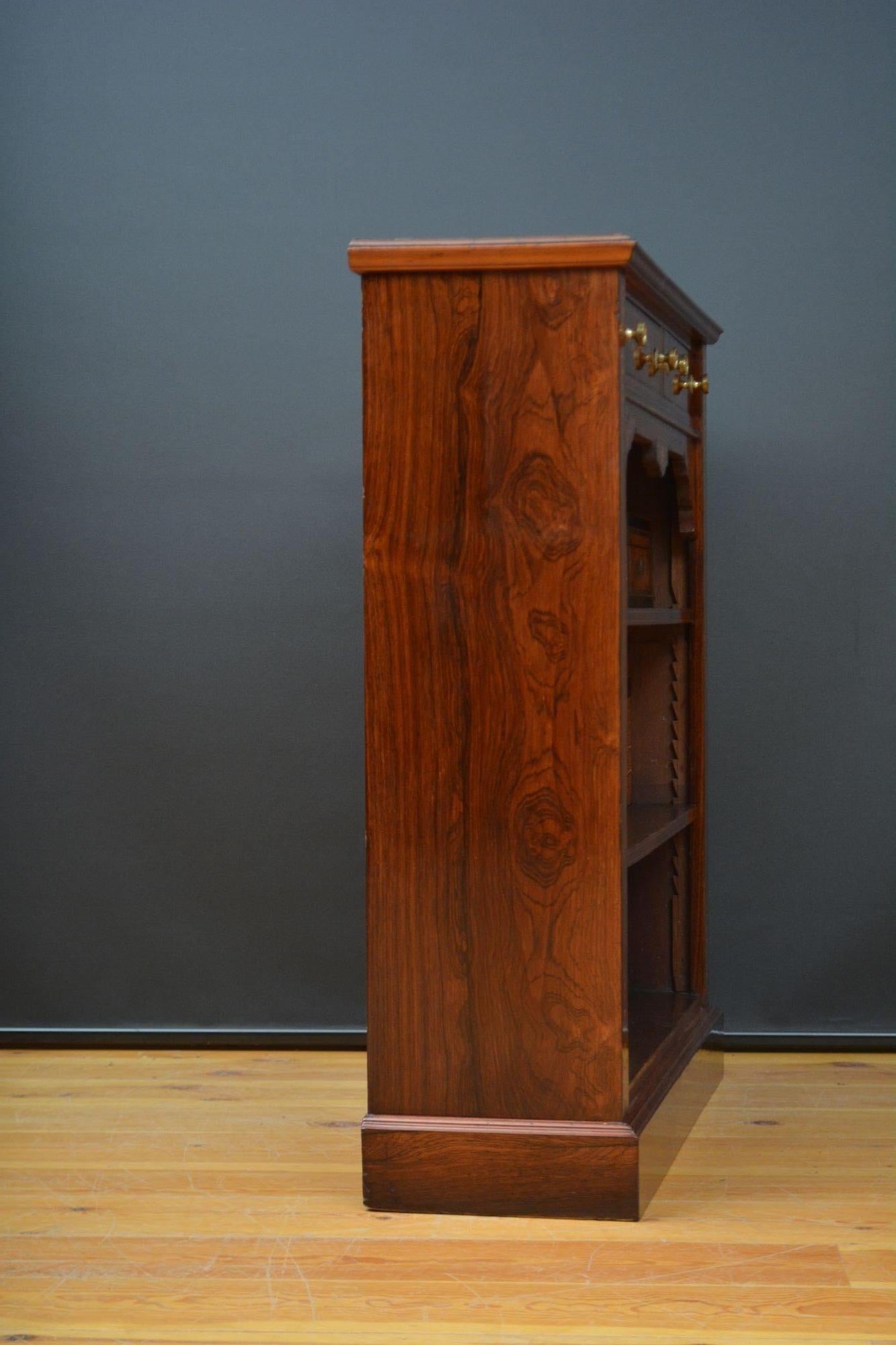 Edwardian Inlaid Open Bookcase in Rosewood For Sale 10
