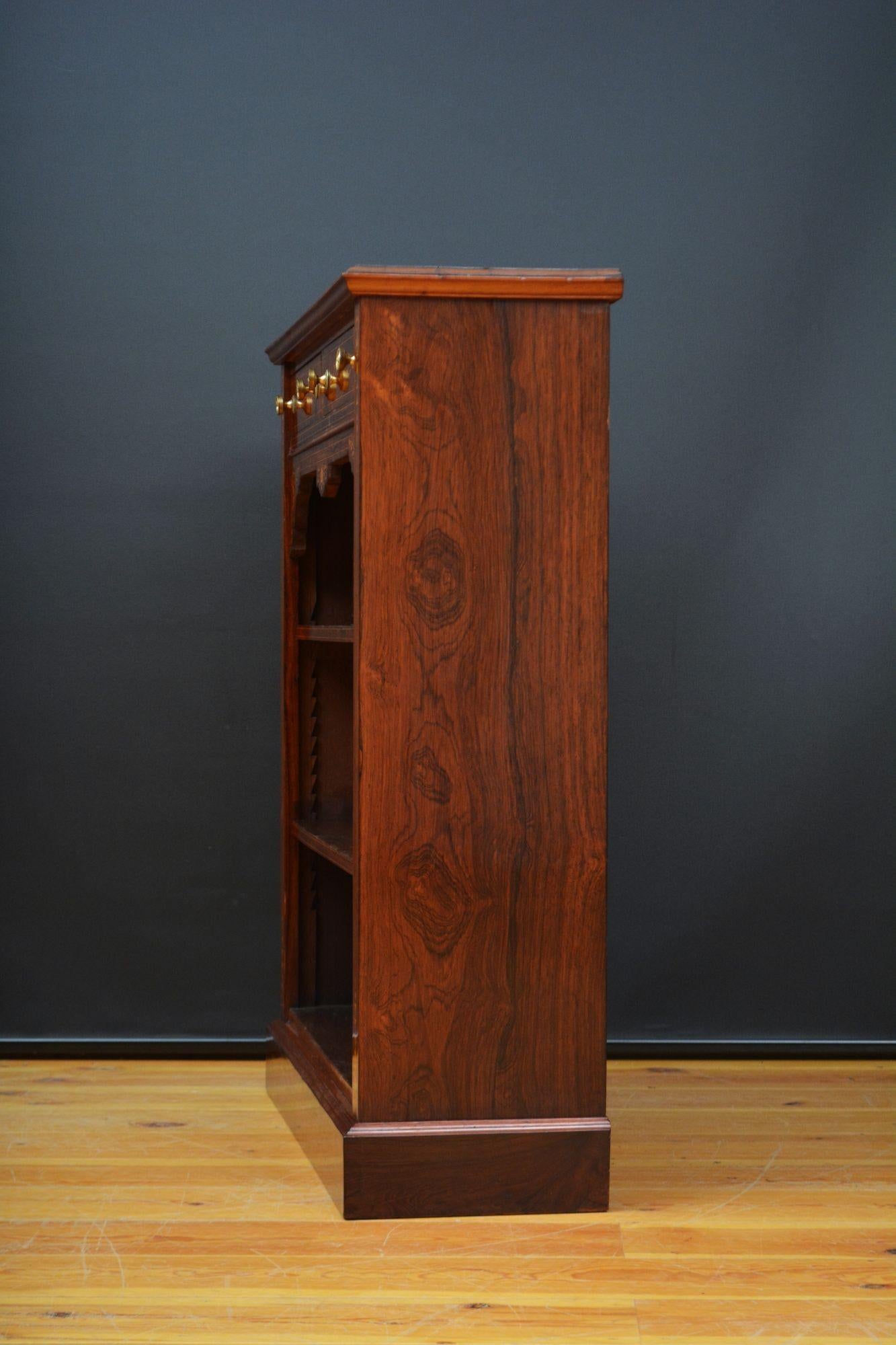 Edwardian Inlaid Open Bookcase in Rosewood For Sale 12