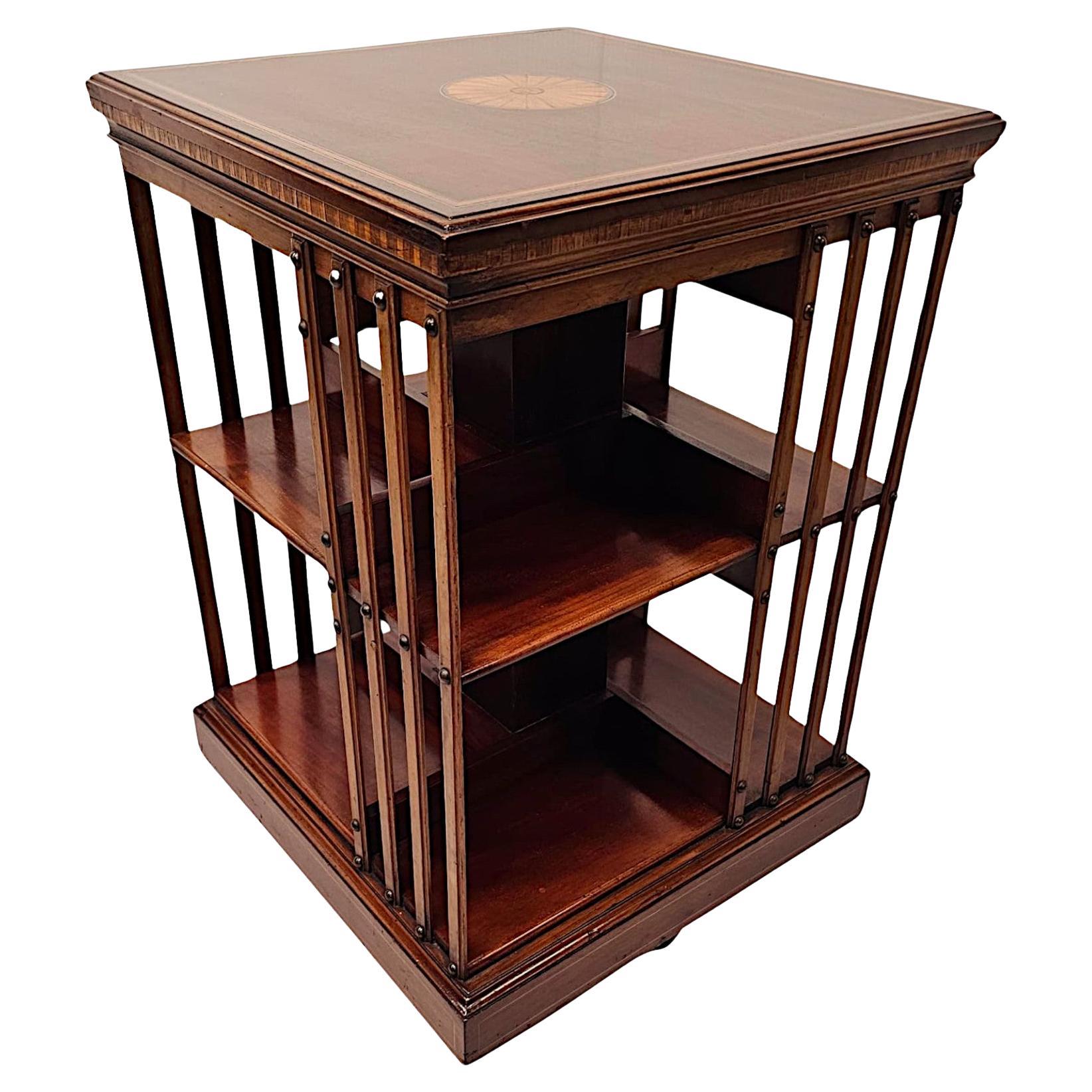 Edwardian Inlaid Revolving Bookcase