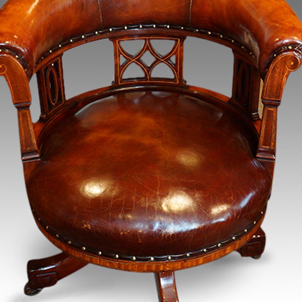 Mahogany Edwardian Inlaid Revolving Desk Chair