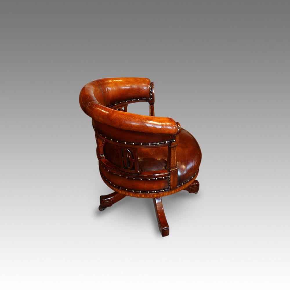 Edwardian Inlaid Revolving Desk Chair 1