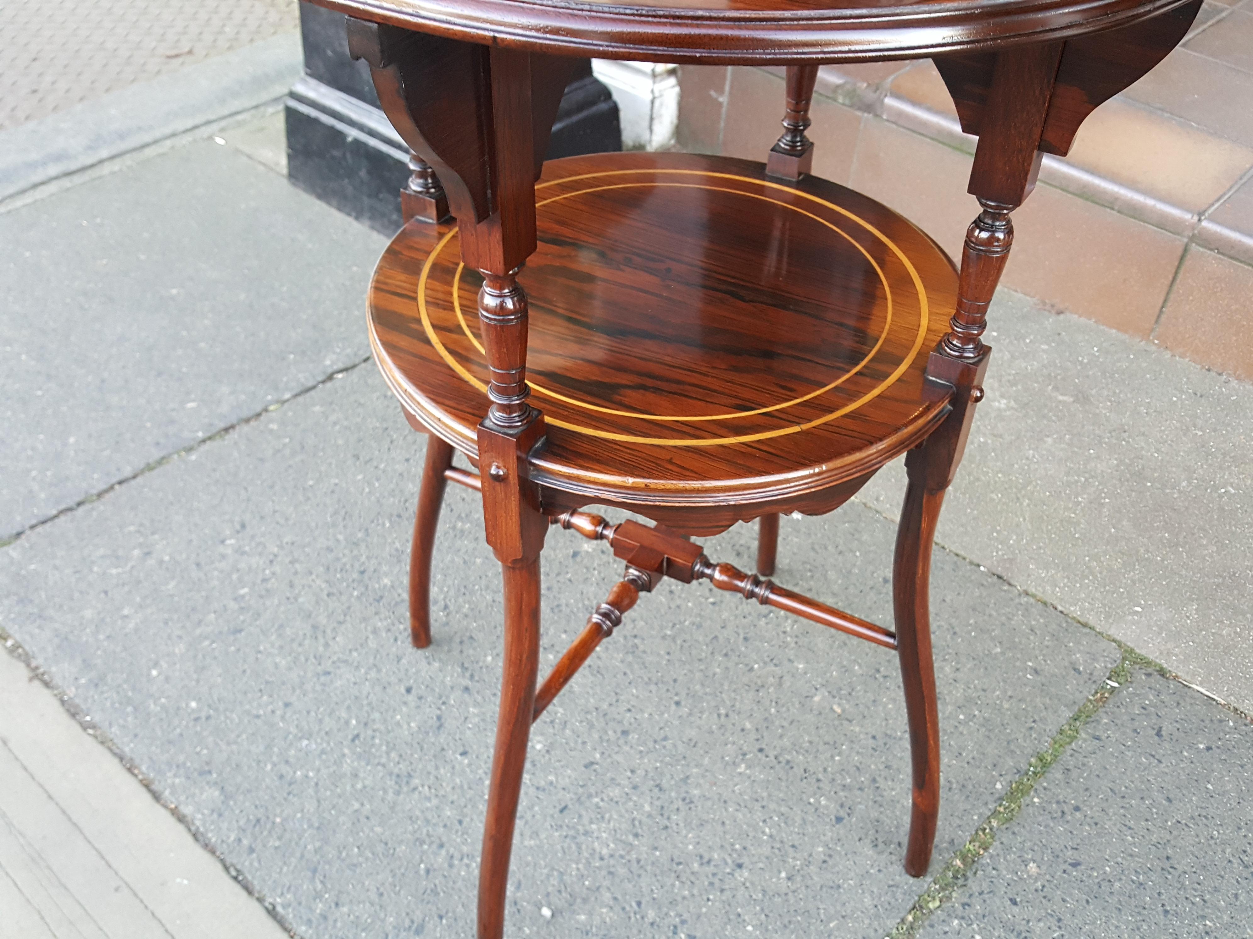 English Edwardian Inlaid Rosewood Occasional Side Table