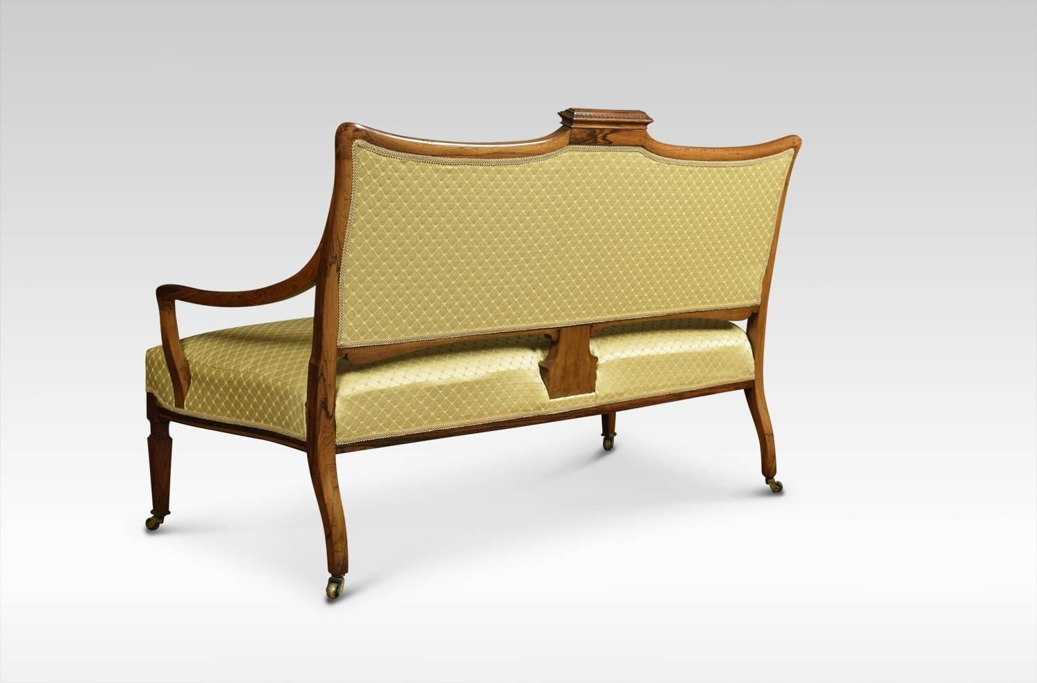 Edwardian Inlaid Rosewood Two-Seat Settee 2