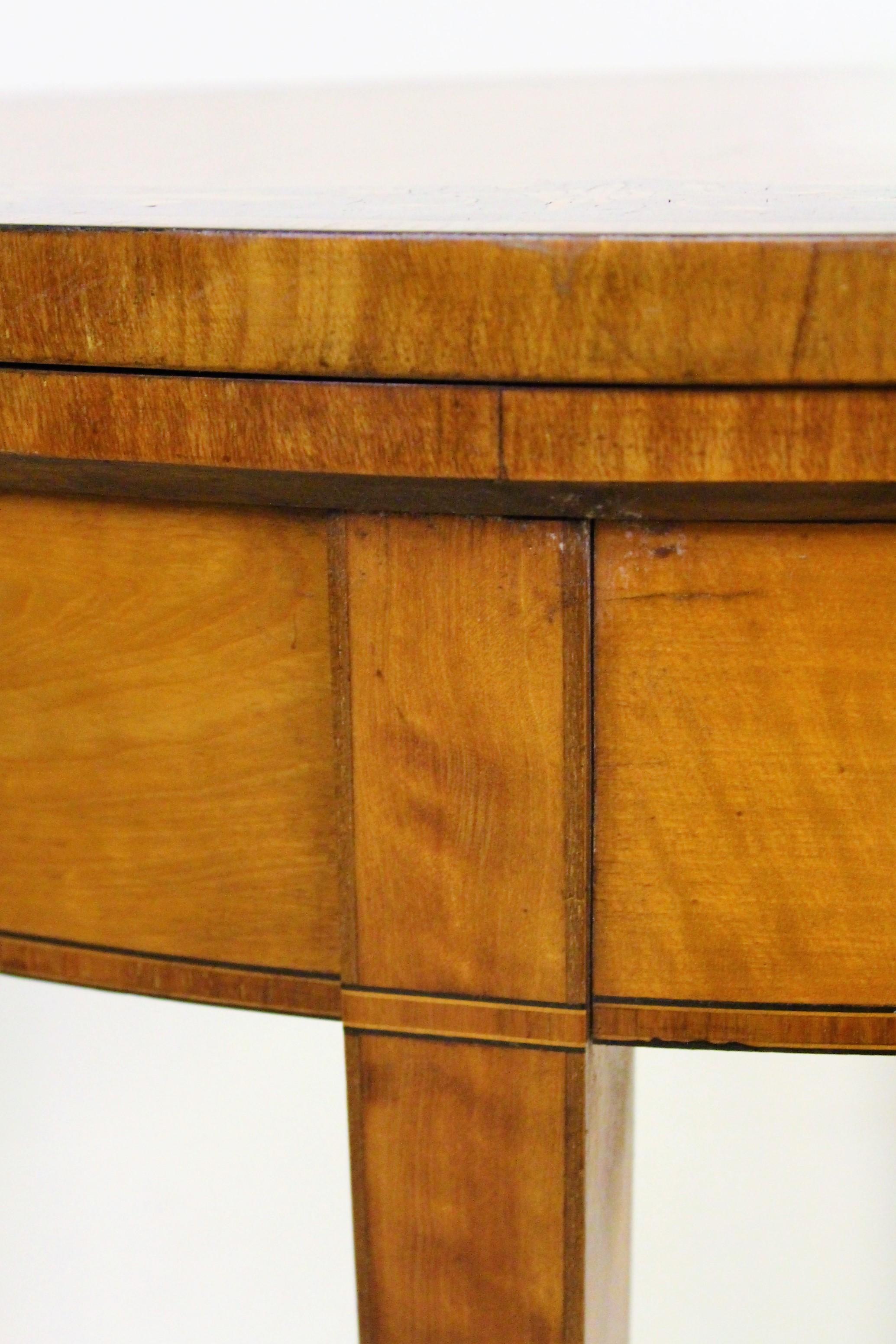 Edwardian Inlaid Satinwood Demilune Card Table 5