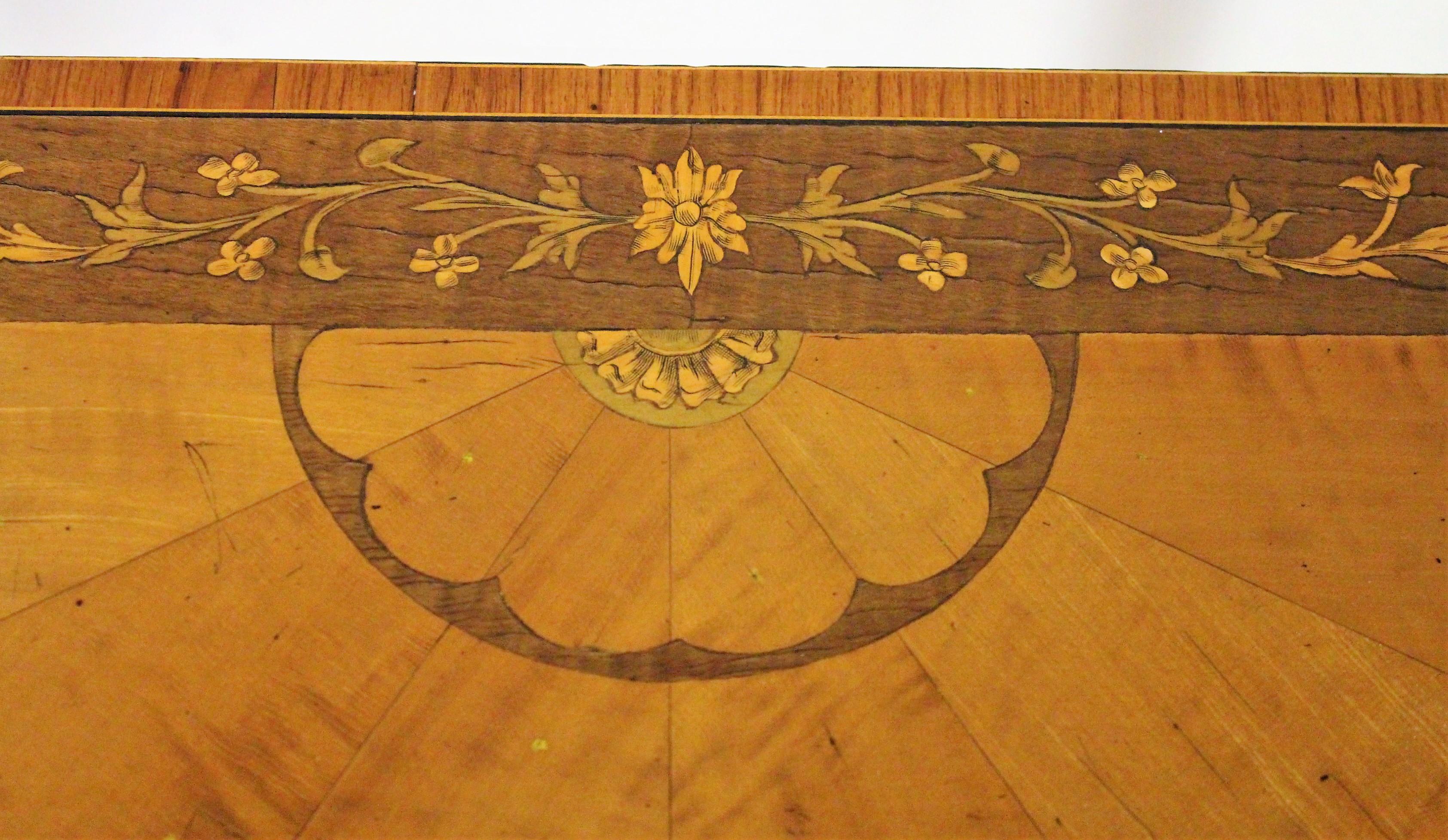 Inlay Edwardian Inlaid Satinwood Demilune Card Table