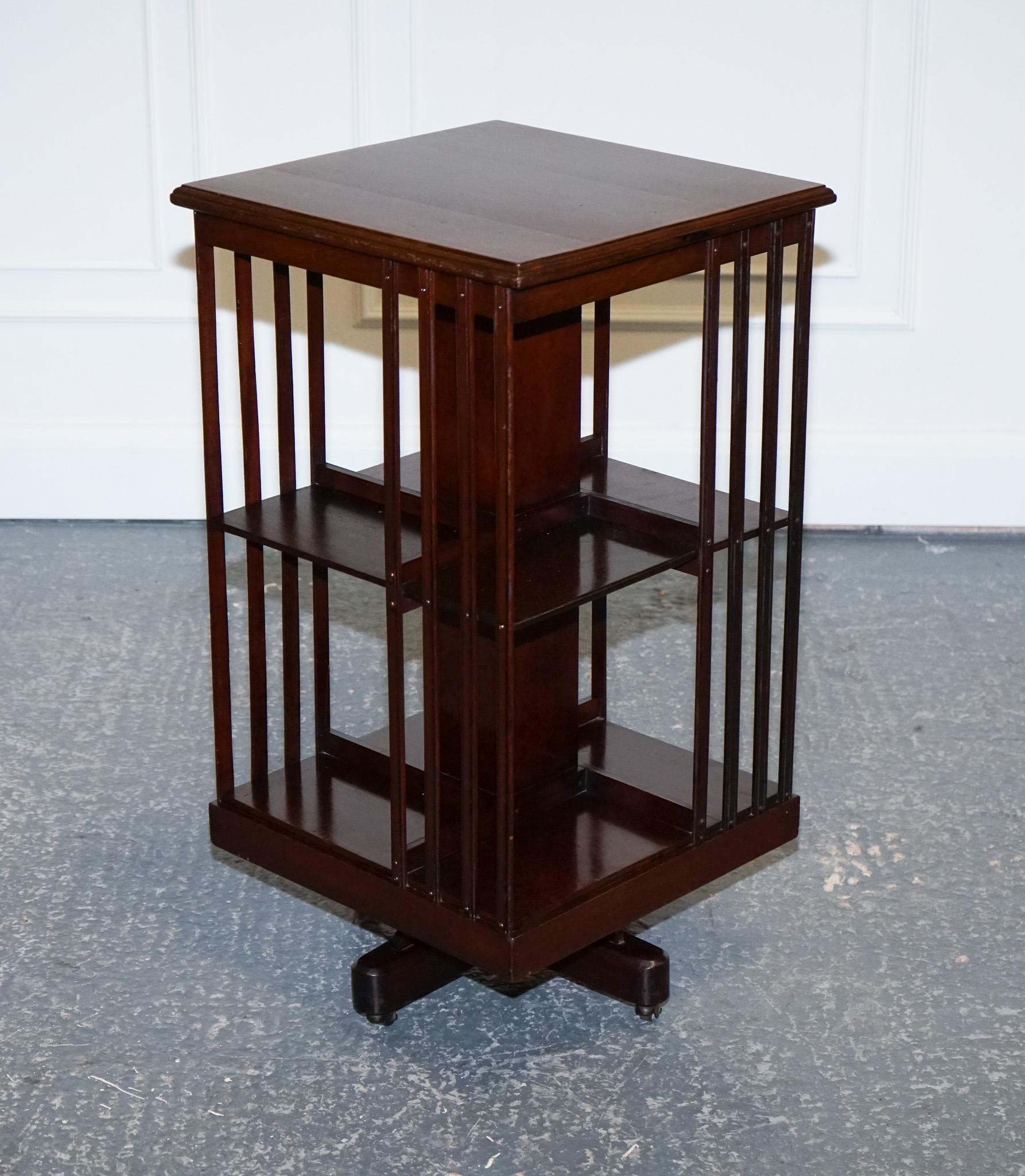 We are delighted to offer for sale this Edwardian Sheraton Revival Two Tier Revolving Bookcase.
The Edwardian Sheraton Revival Two-Tier Revolving Bookcase is a stunning piece of furniture that became popular in the early 20th century.
This bookcase