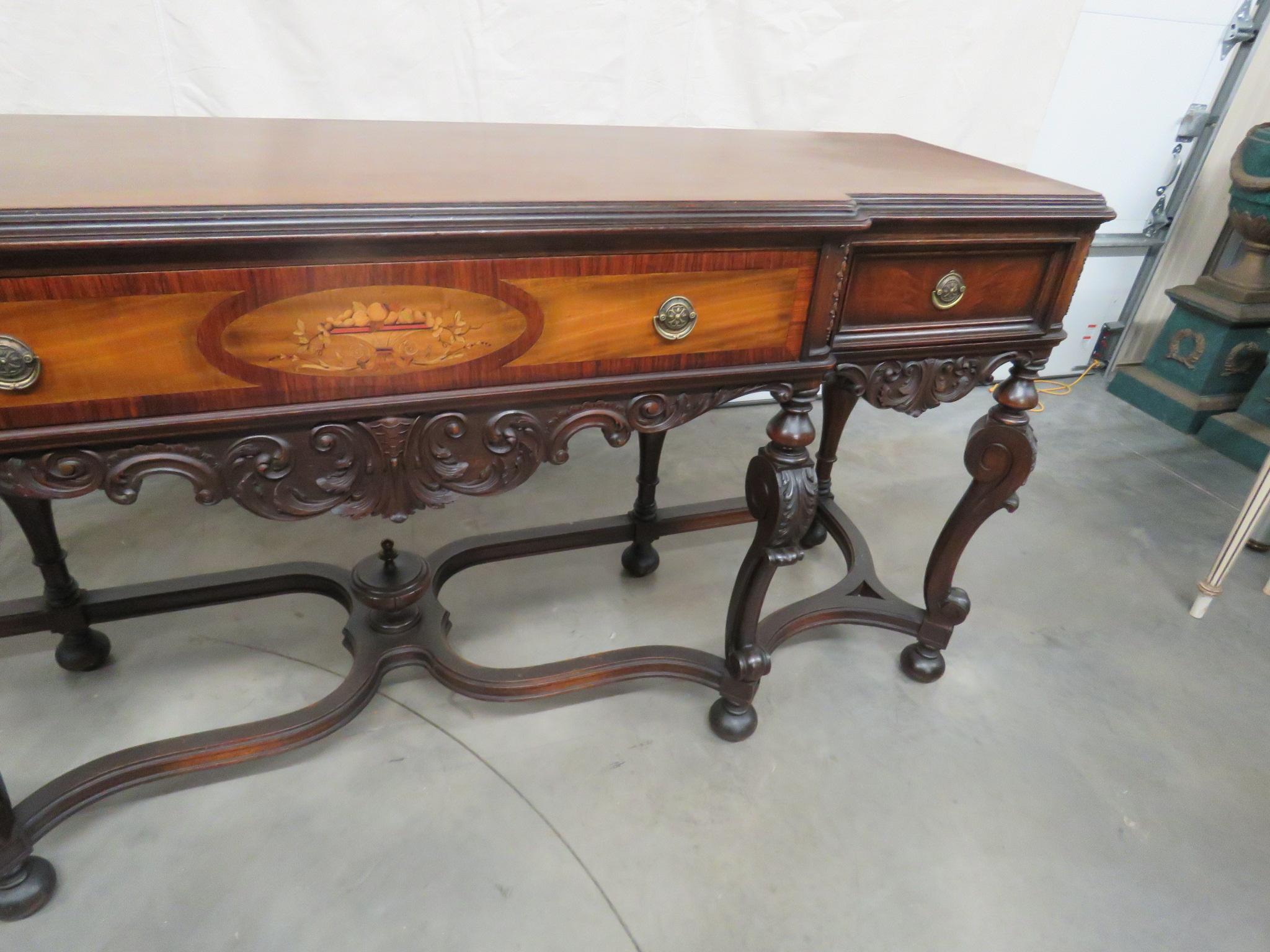 Antique Edwardian Inlaid Sideboard Server Sideboard Buffet In Good Condition In Swedesboro, NJ