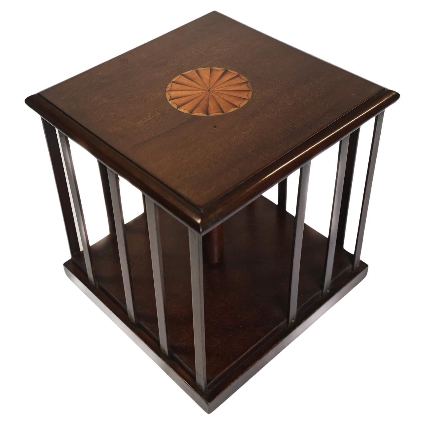 Edwardian inlaid Small Revolving Bookcase For Sale