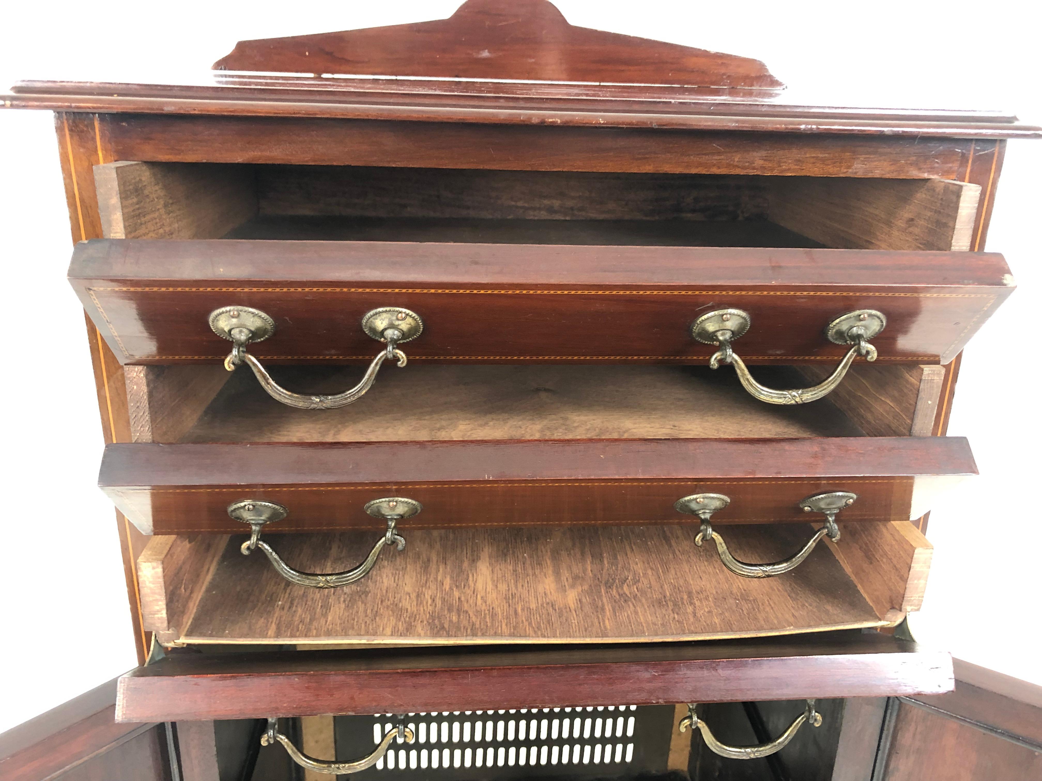 Edwardian Inlaid Walnut Sheet Music Cabinet, Scotland 1910, H846 2