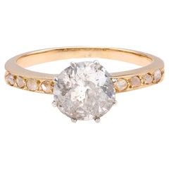 Anillo de compromiso de oro amarillo y blanco de 18 quilates con un diamante de 1,24 quilates de inspiración eduardiana