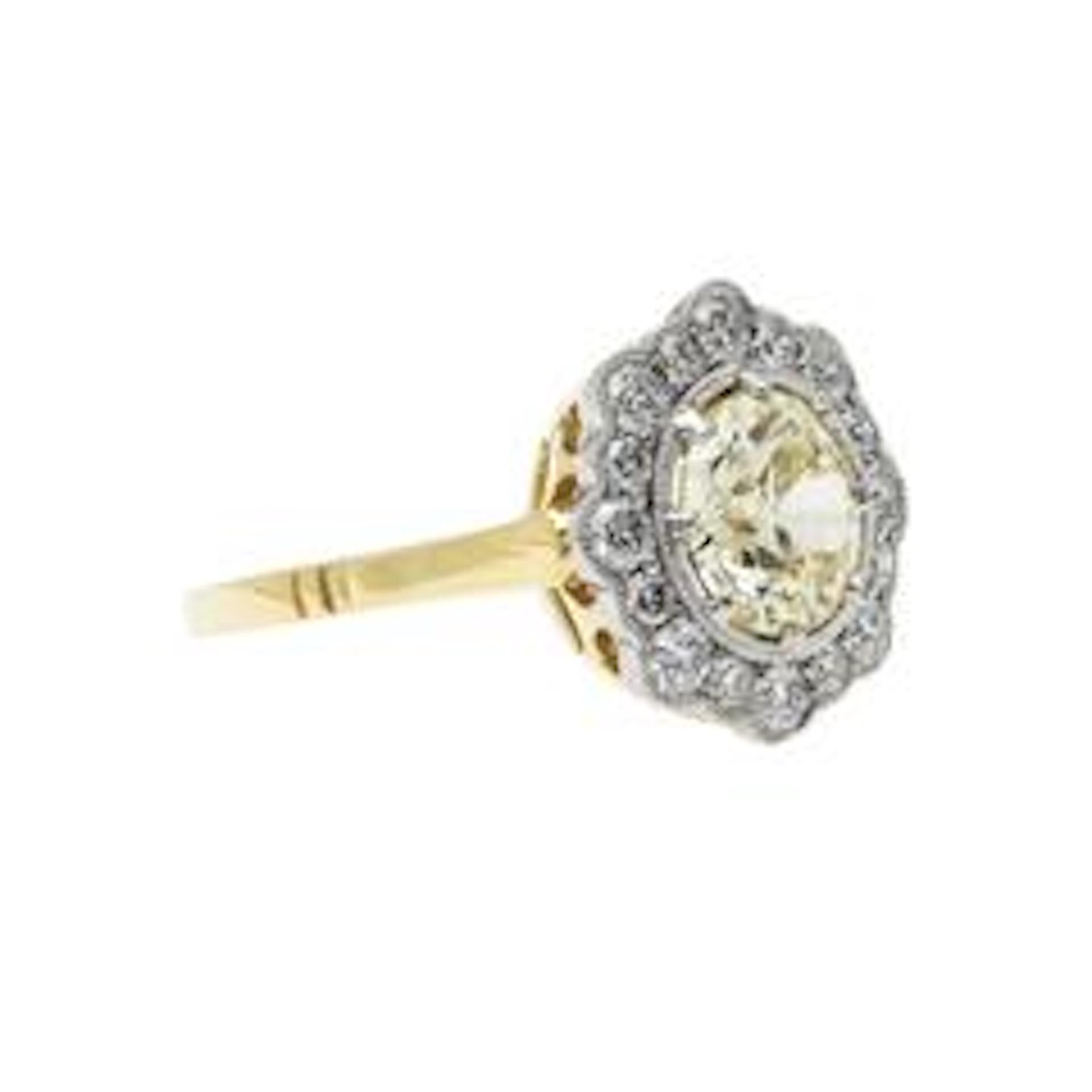Old European Cut Edwardian Inspired 1.85 Carat Diamond Halo Engagement Ring