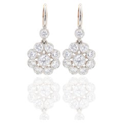 Boucles d'oreilles d'inspiration édouardienne en or rose 18 carats et platine avec diamants de 1,60 carat