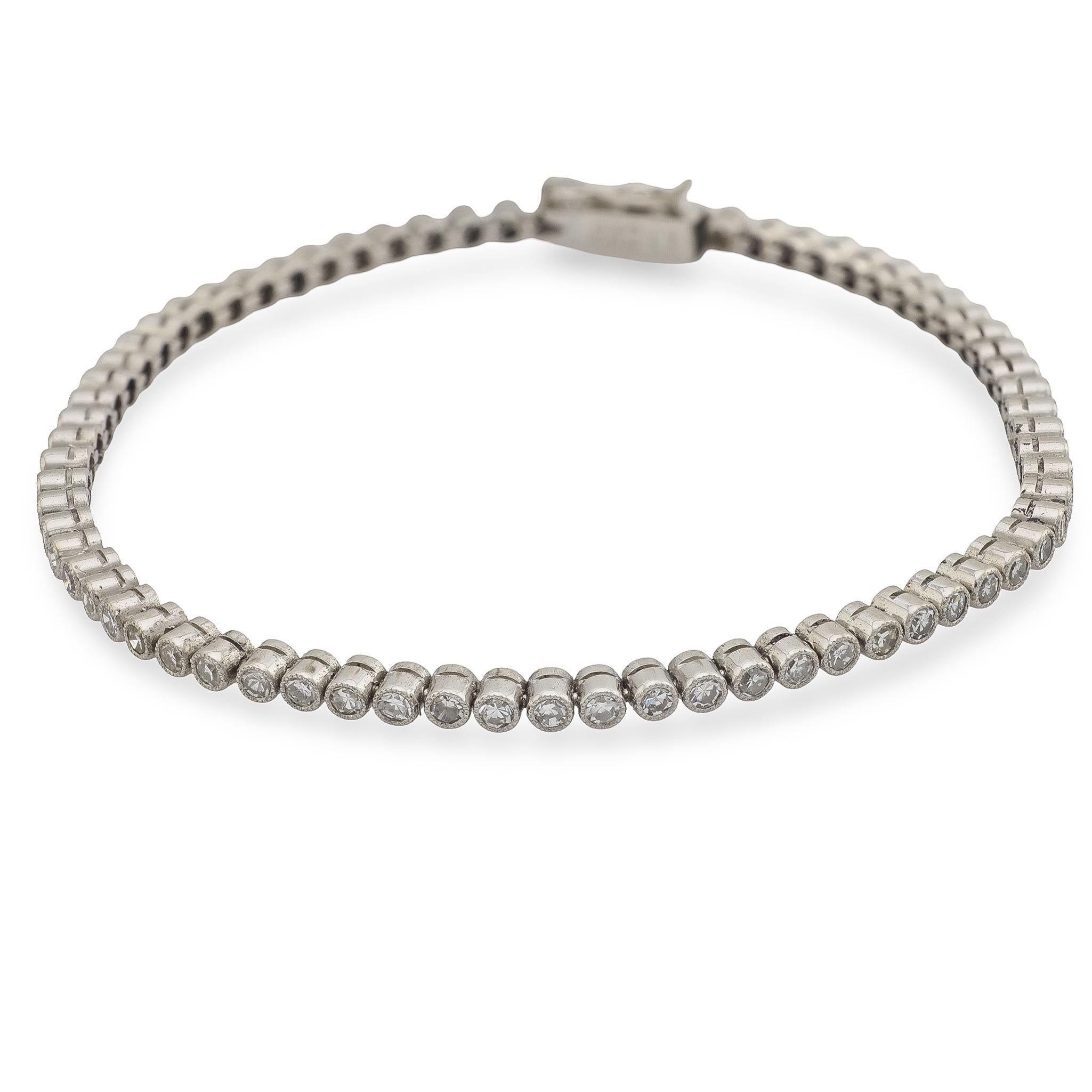 Bracelet de tennis en platine avec diamant de 2,12 carats d'inspiration édouardienne