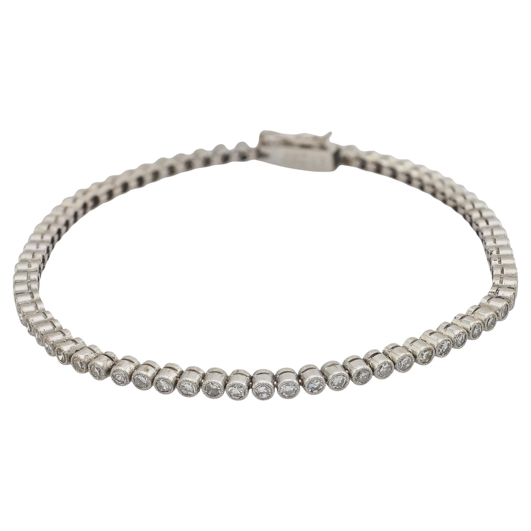 Bracelet de tennis en platine avec diamant de 2,48 carats d'inspiration édouardienne