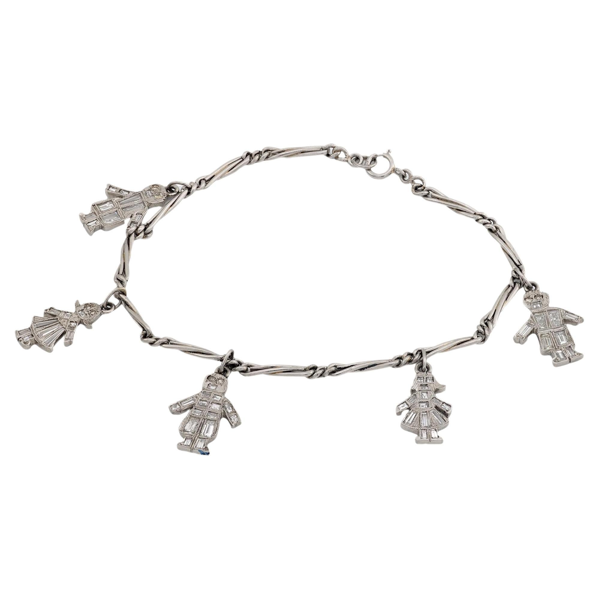 Edwardianisch inspiriertes Platin-Armband mit 3,30 Karat Diamanten im Angebot