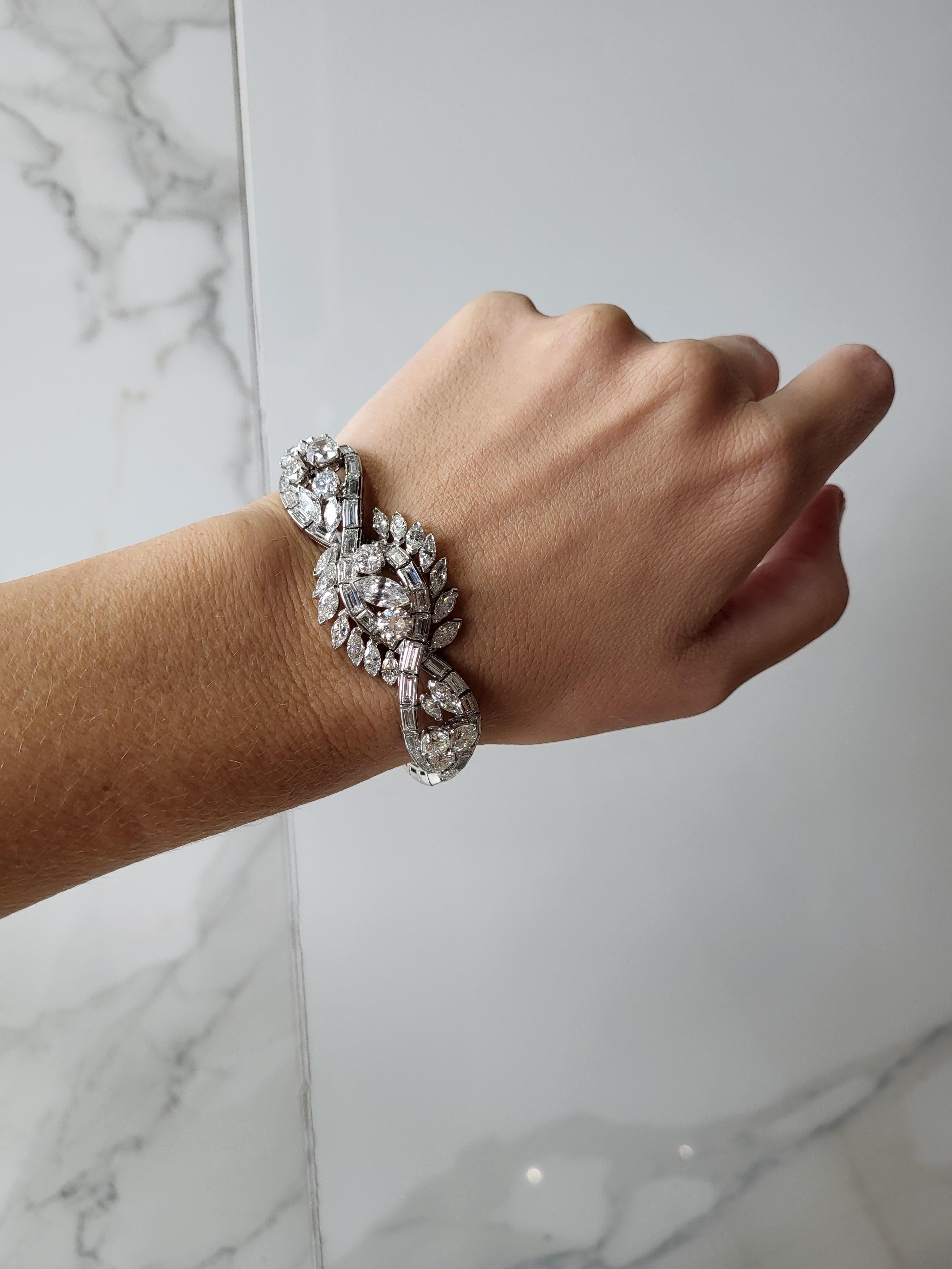 Edwardianisch inspiriertes Armband mit 25,54 Karat Gesamtgewicht in Diamanten  für Damen oder Herren im Angebot
